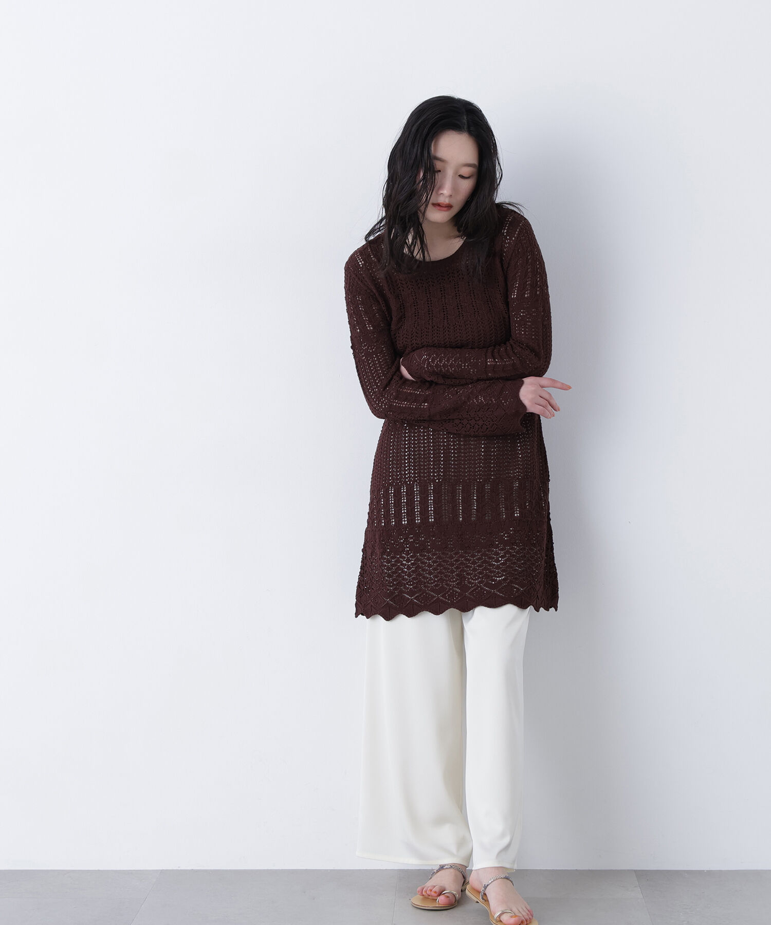  「〈N.〉透かし編みニットミニワンピース」|ワンピース|