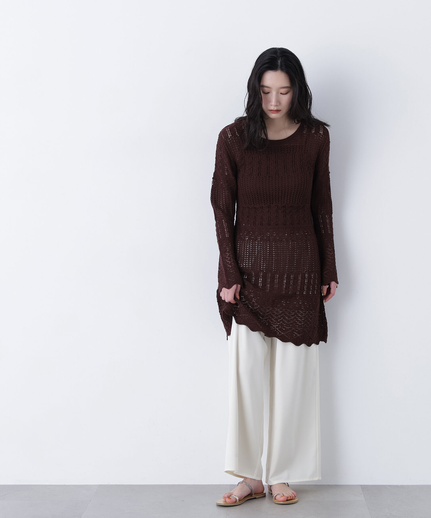  「〈N.〉透かし編みニットミニワンピース」|ワンピース|