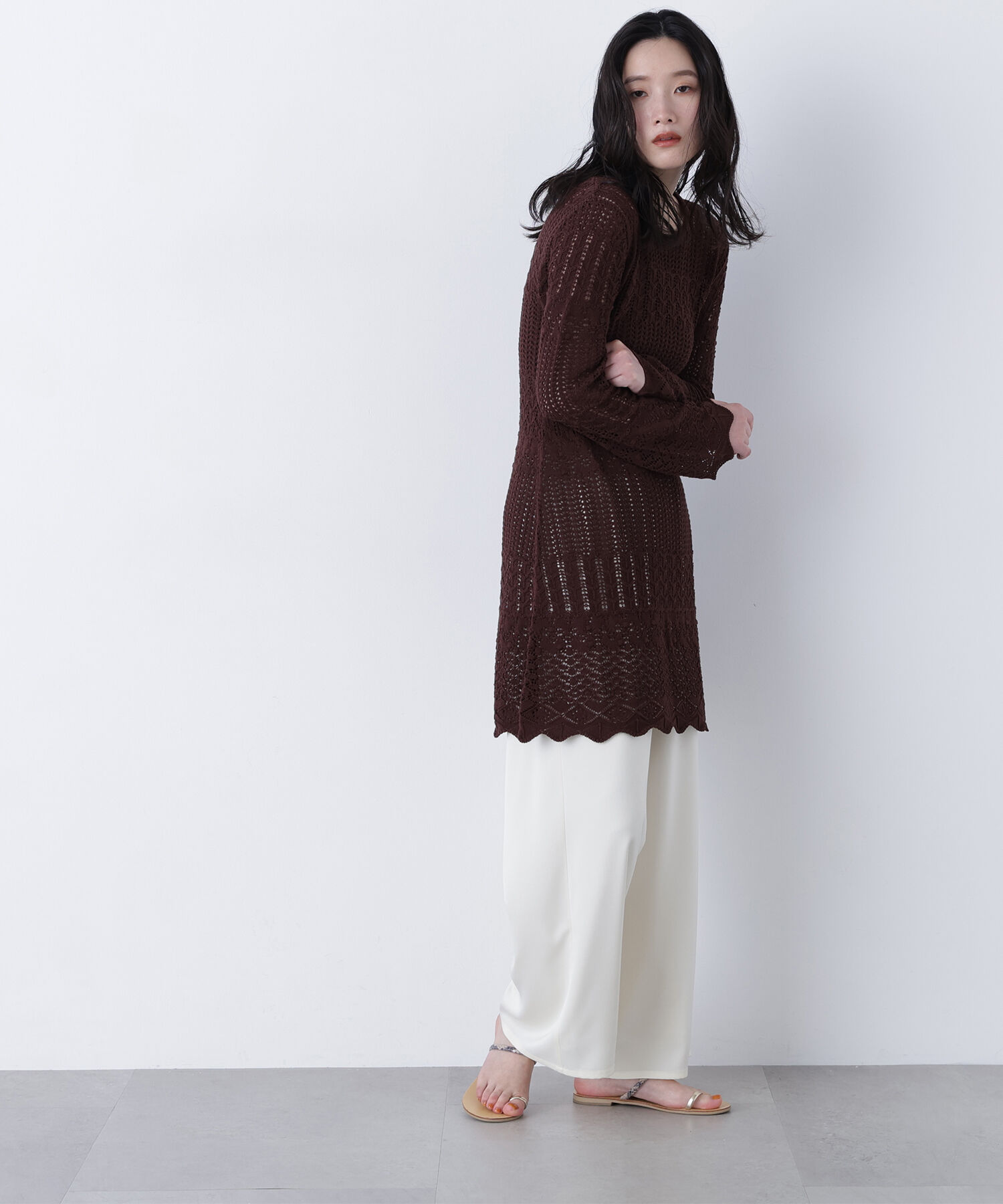  「〈N.〉透かし編みニットミニワンピース」|ワンピース|