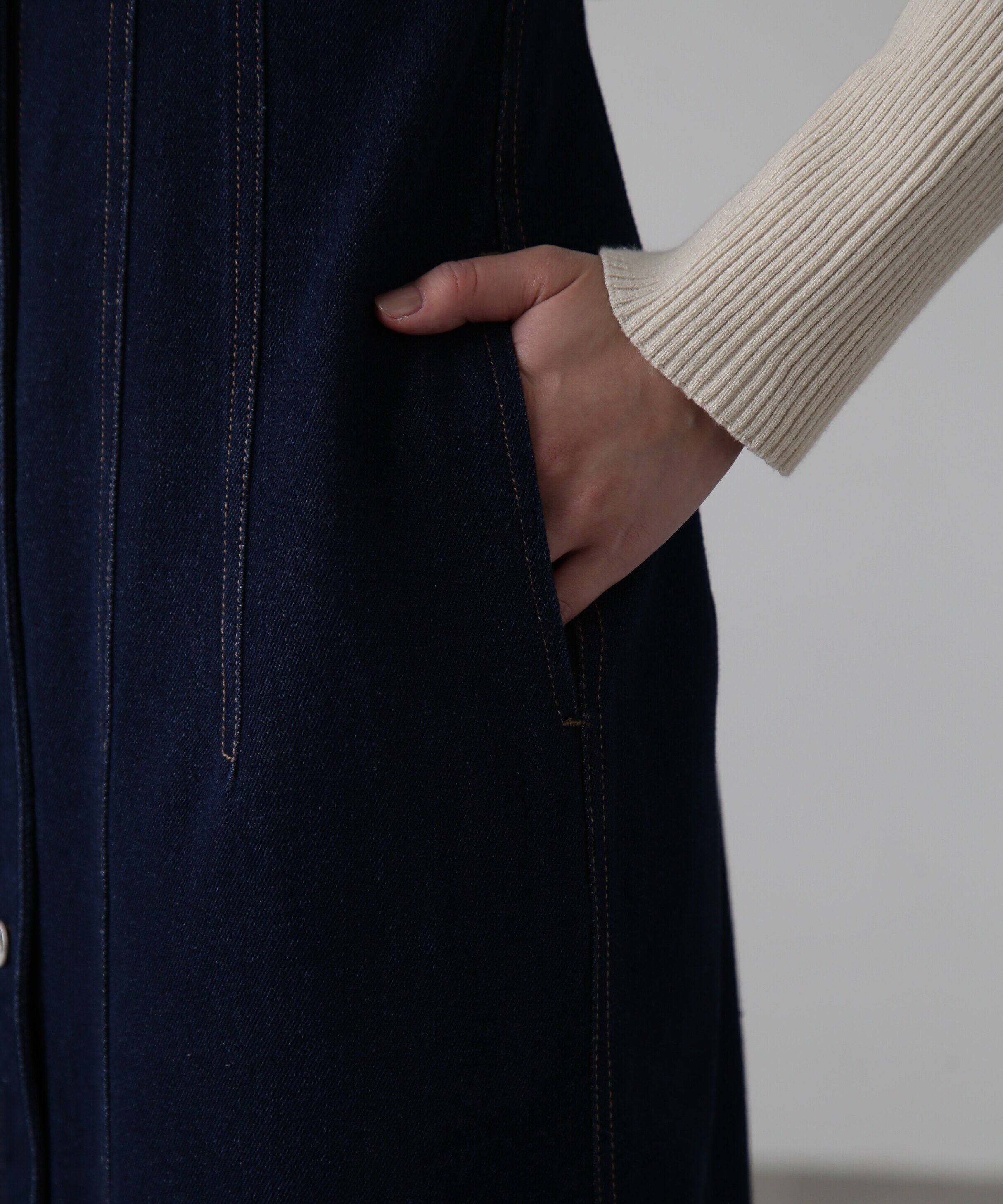  「[低身長サイズ/Sシリーズ]フロントボタンデニムキャミワンピース」|ワンピース|