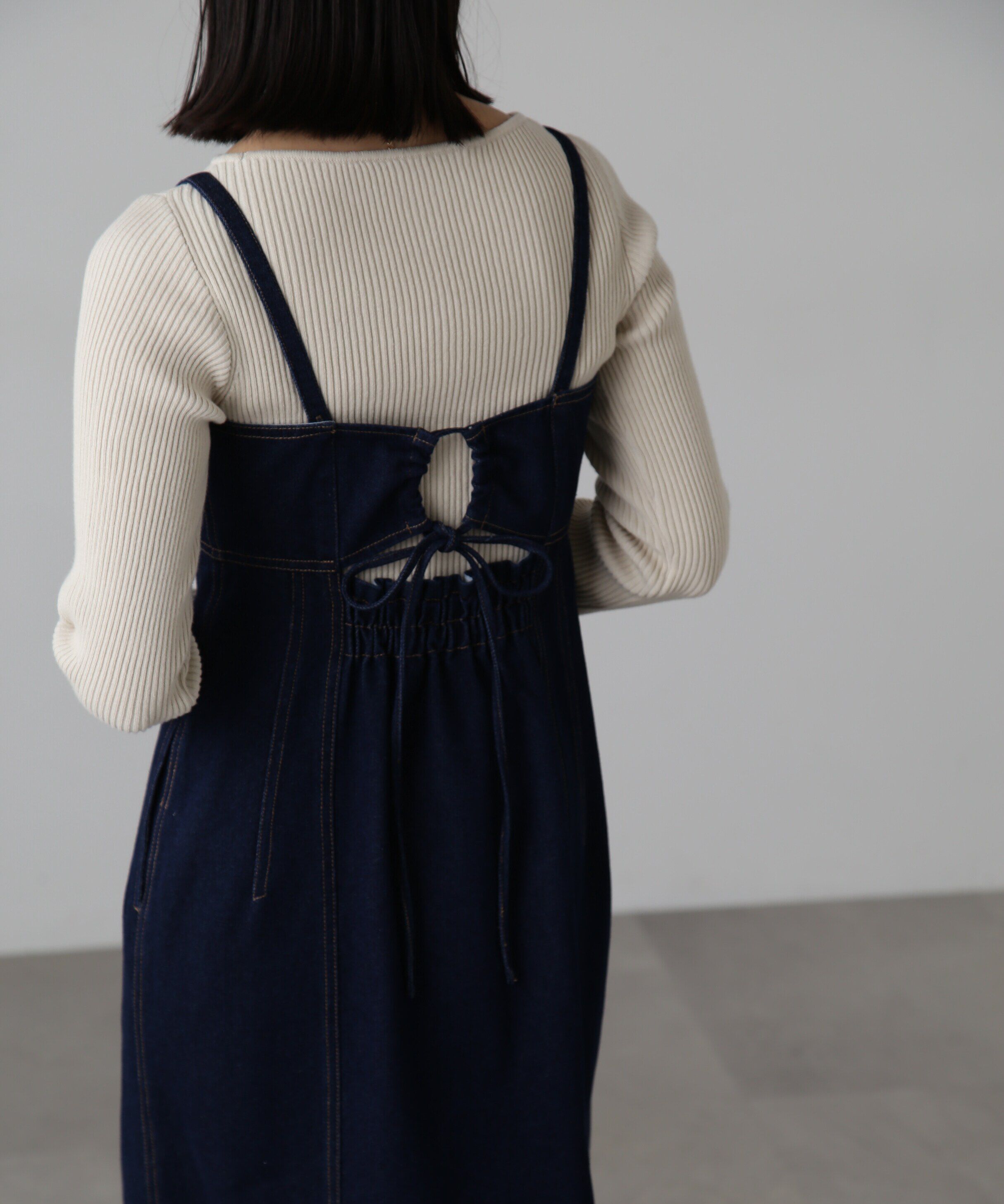  「[低身長サイズ/Sシリーズ]フロントボタンデニムキャミワンピース」|ワンピース|