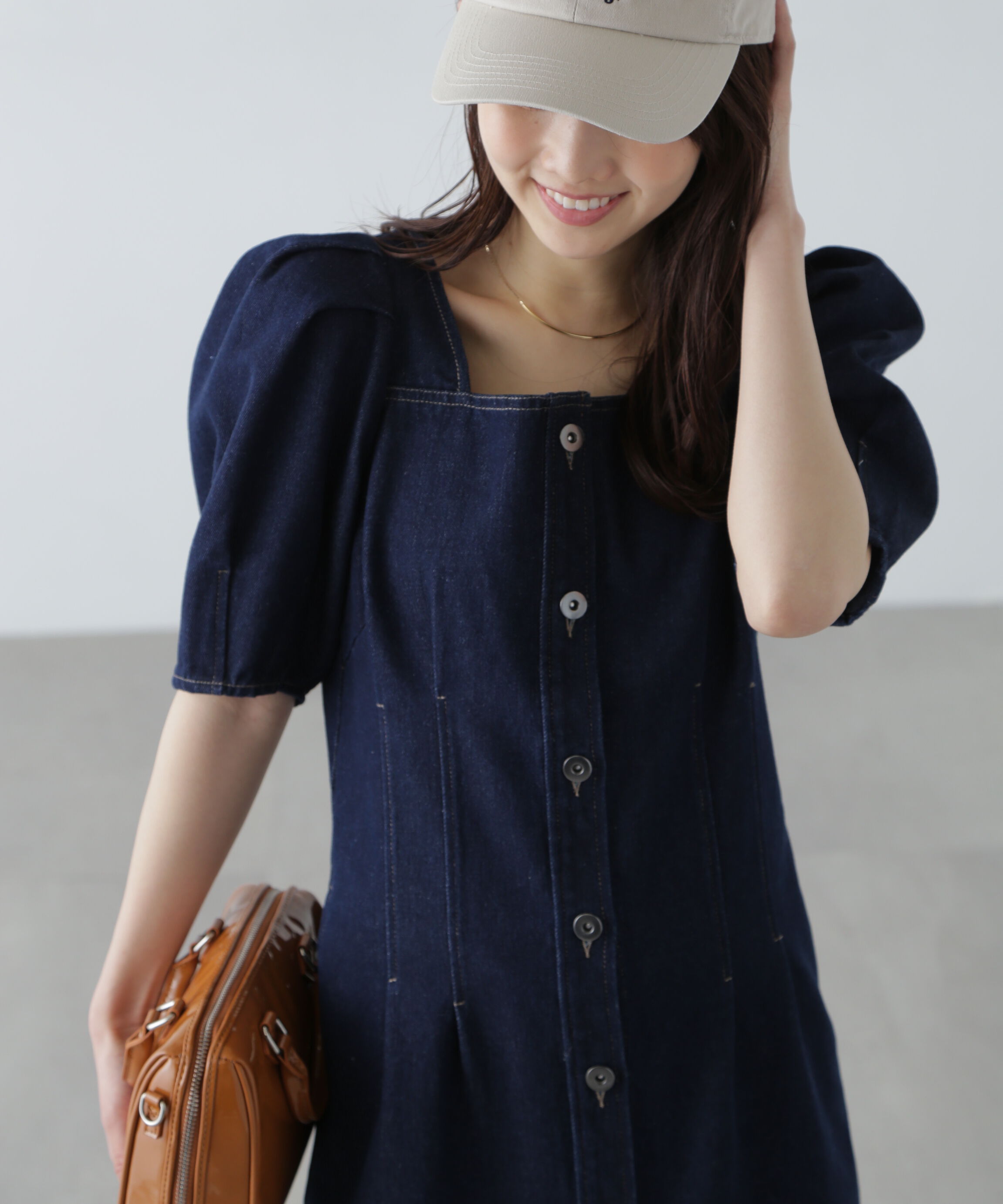  「デニムミニワンピース」|ワンピース|