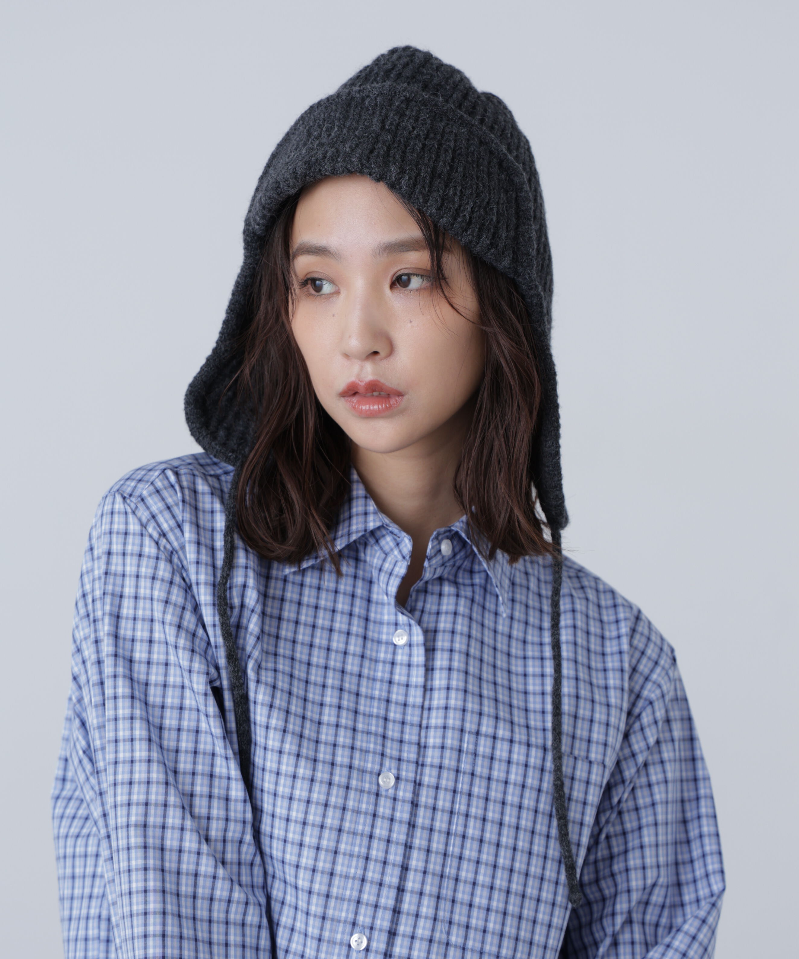  「リブニットフライト帽」|ソックス|ブラック