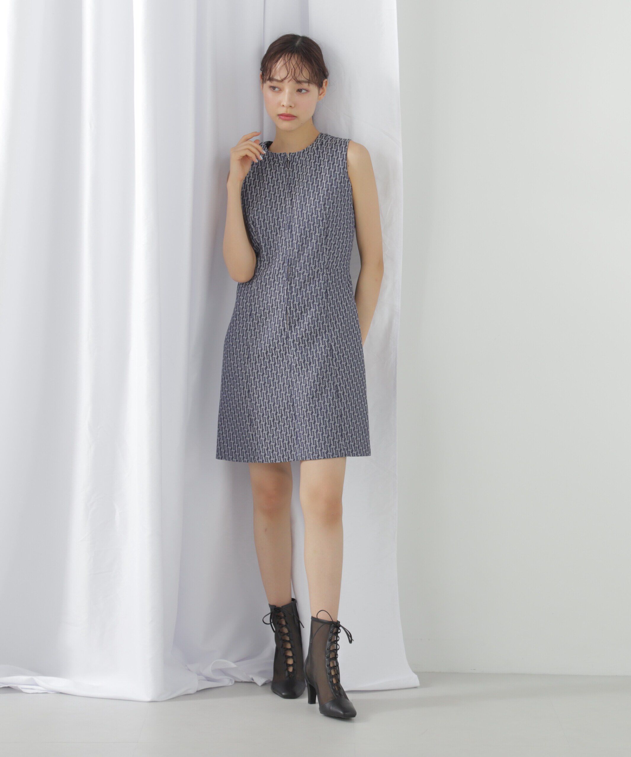  「モノグラムジャガードミニワンピース」|ワンピース|