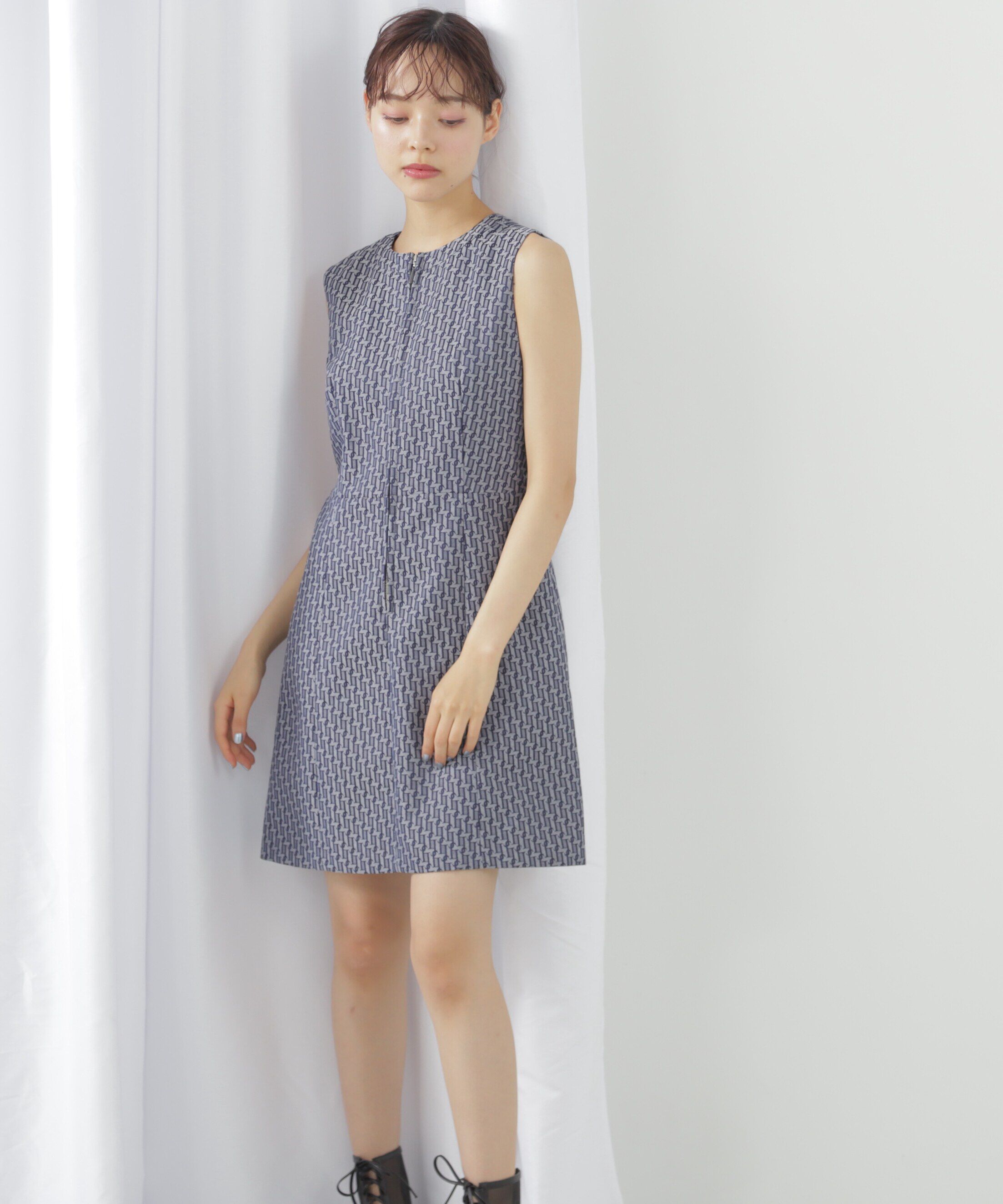  「モノグラムジャガードミニワンピース」|ワンピース|