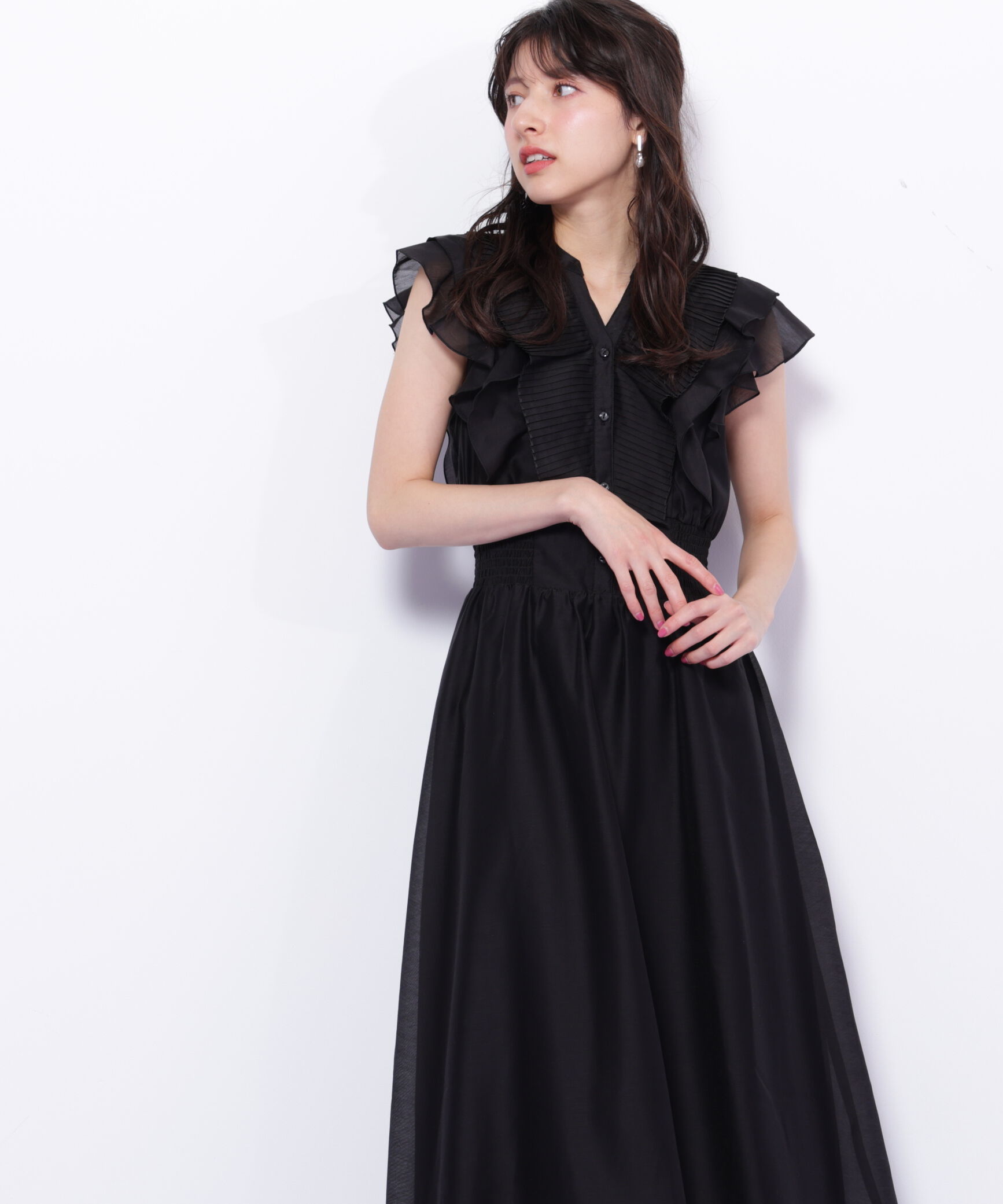  「シアープリーツフリルワンピース」|ワンピース|