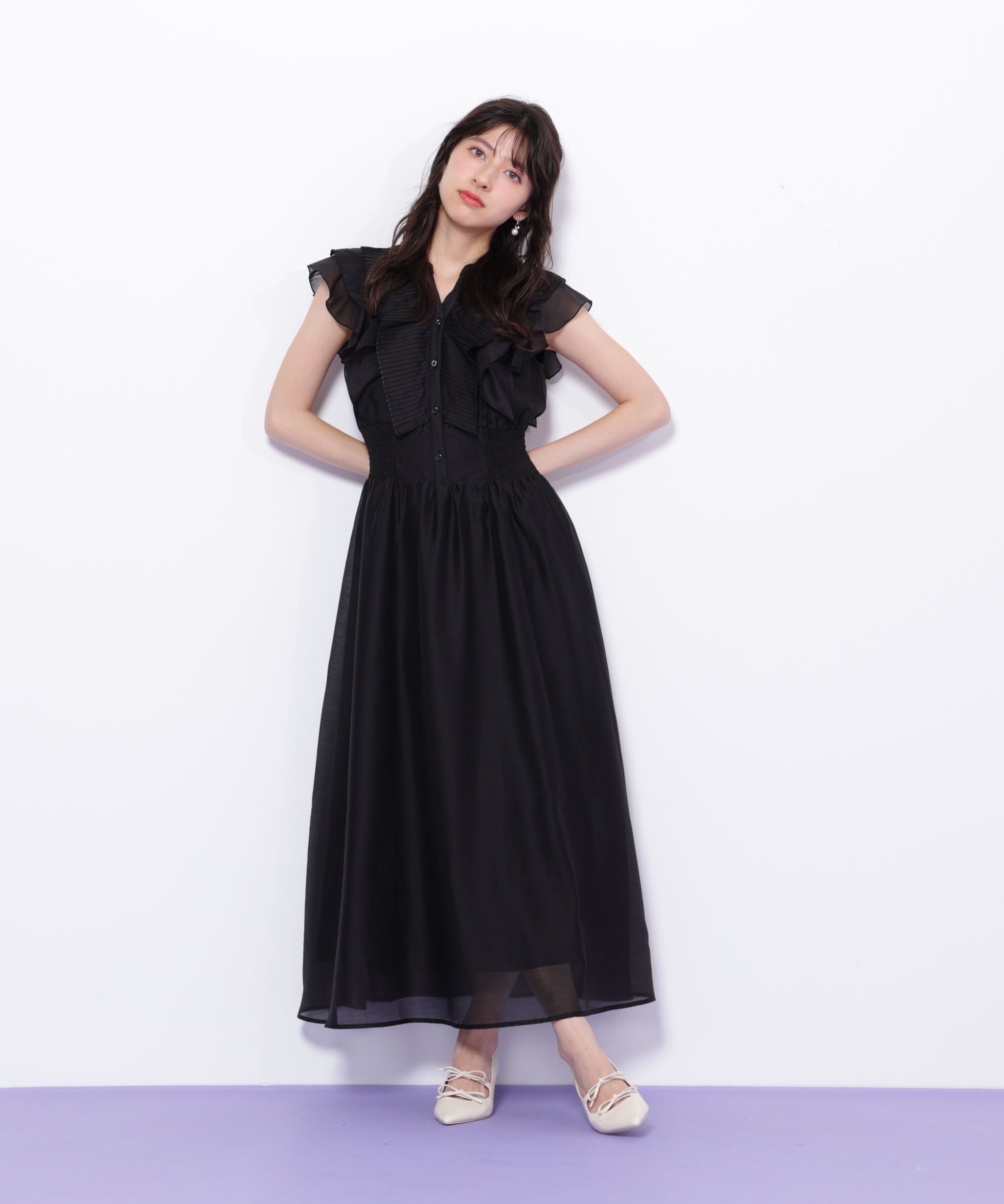  「シアープリーツフリルワンピース」|ワンピース|