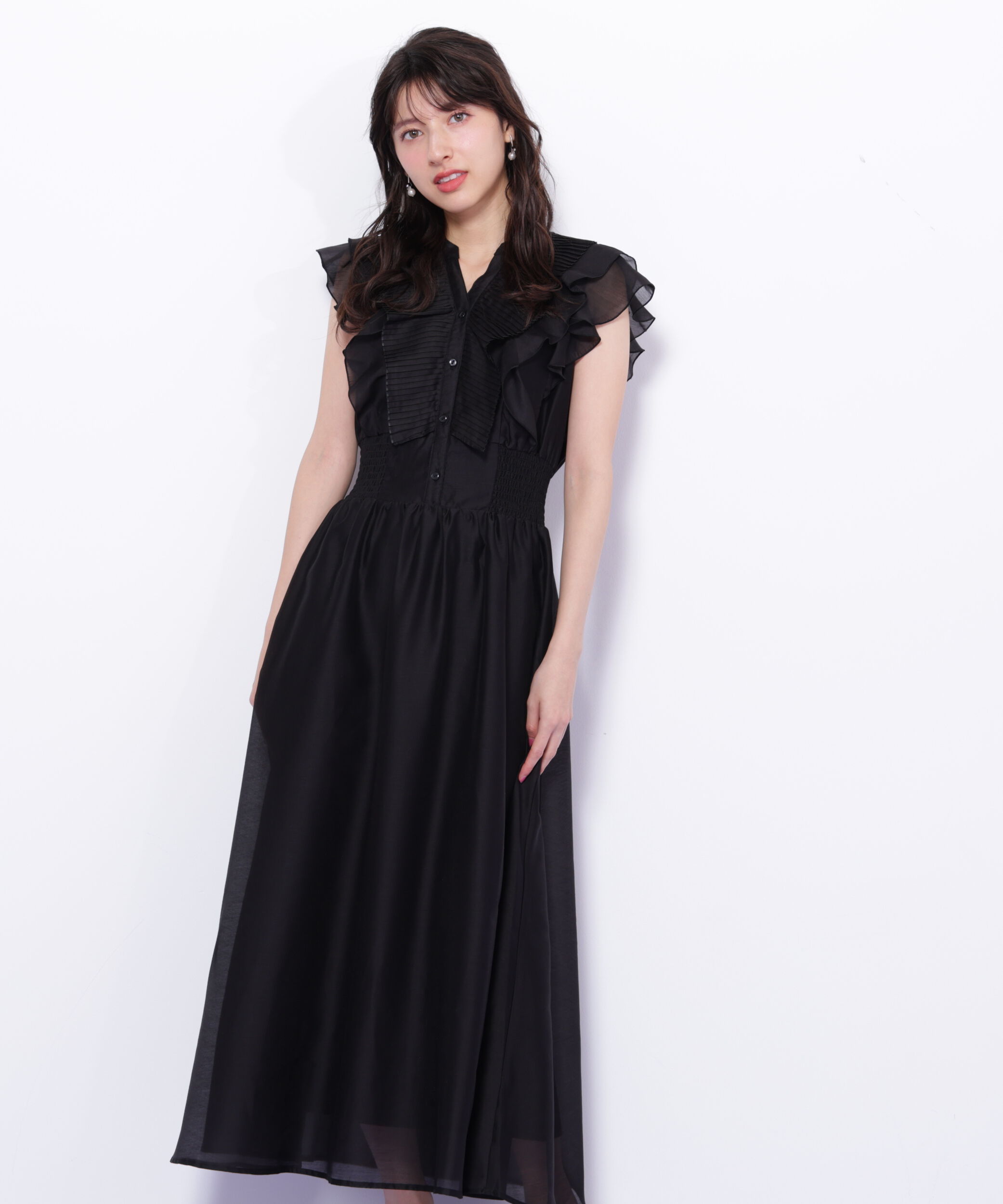  「シアープリーツフリルワンピース」|ワンピース|