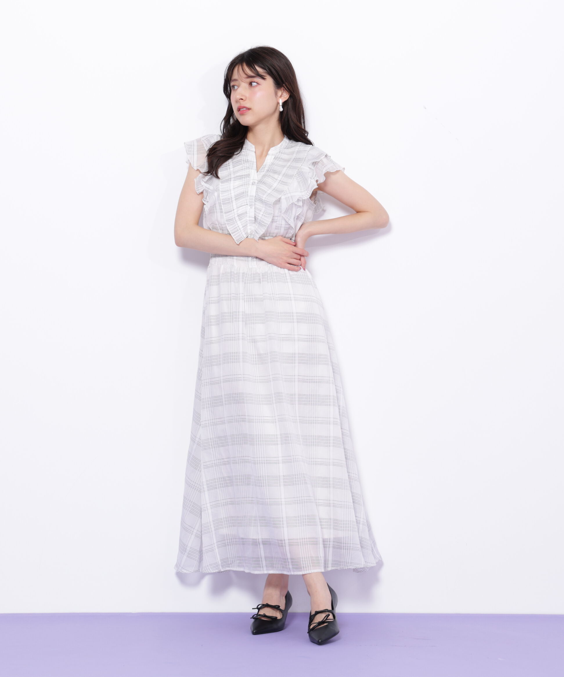  「シアープリーツフリルワンピース」|ワンピース|