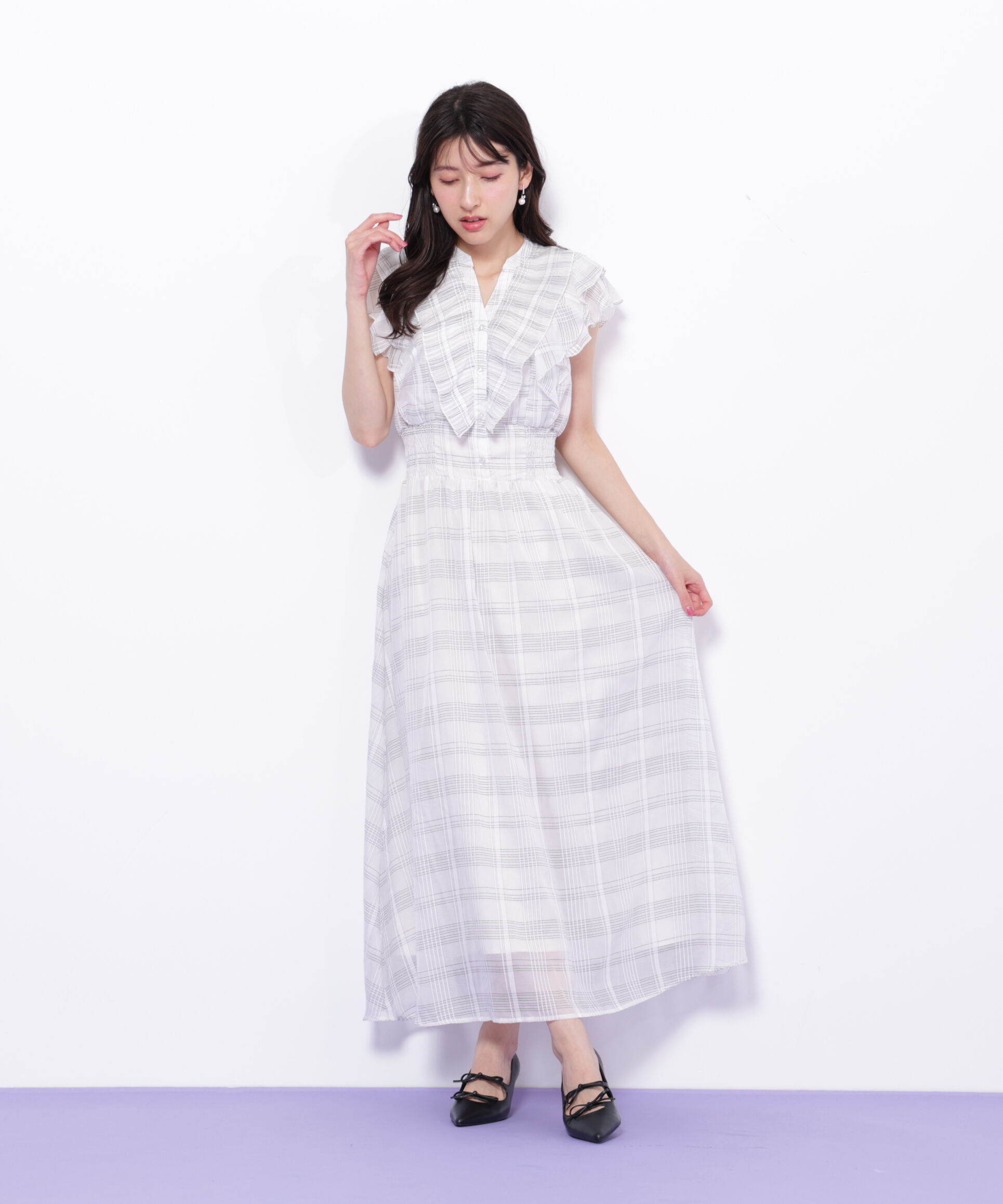  「シアープリーツフリルワンピース」|ワンピース|