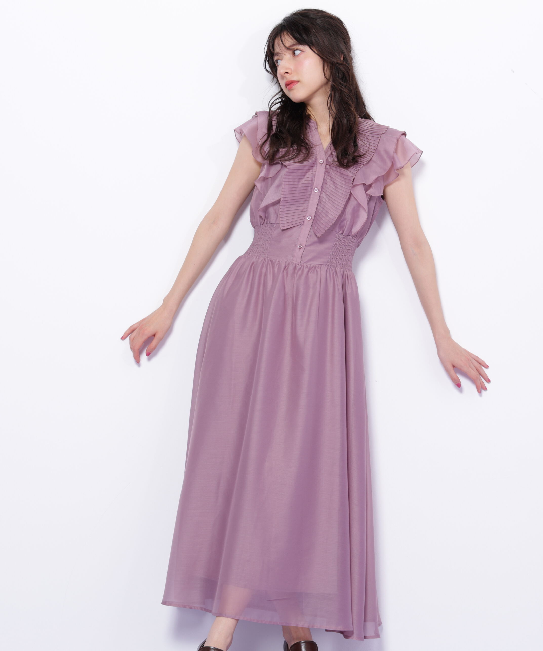  「シアープリーツフリルワンピース」|ワンピース|