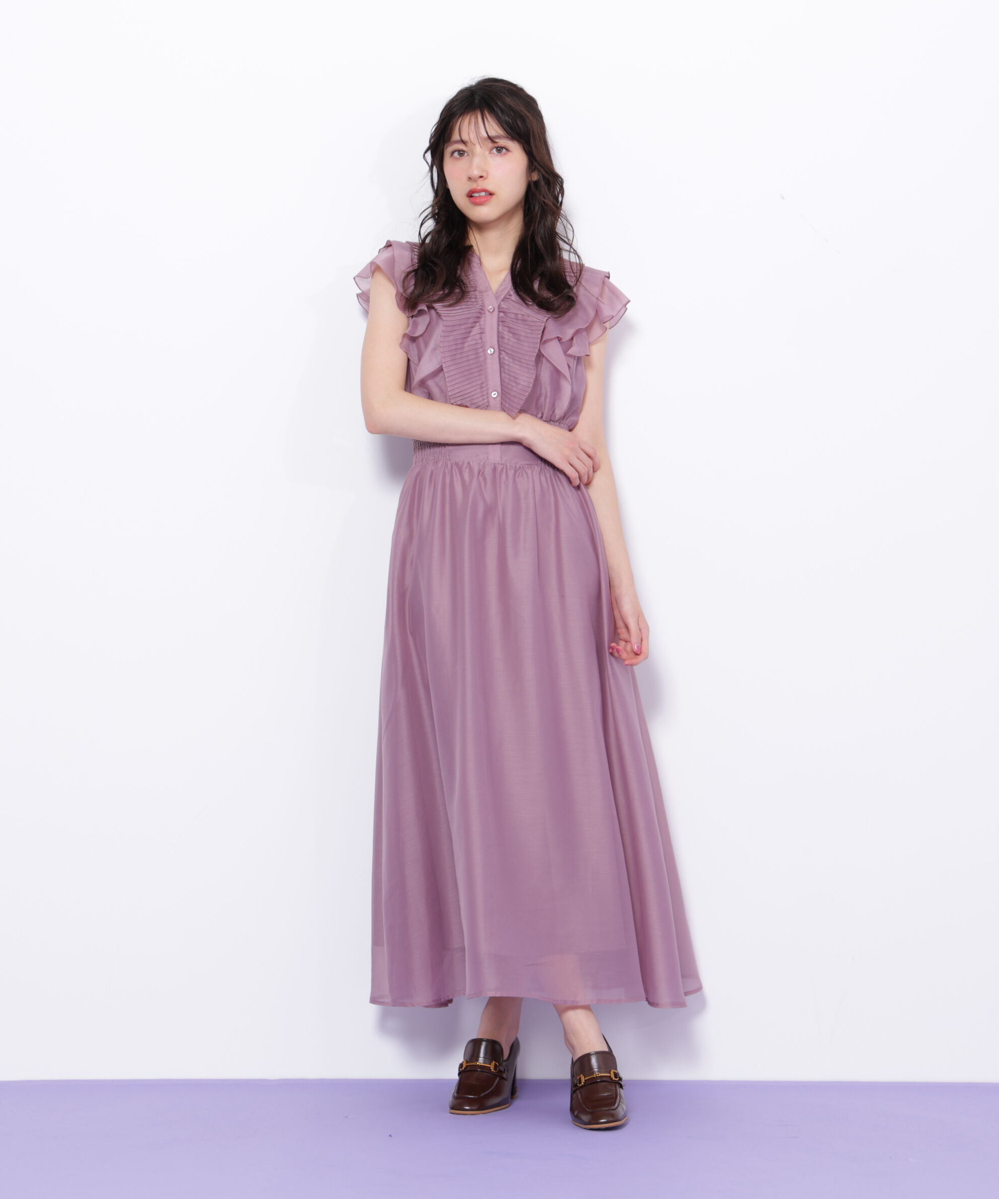  「シアープリーツフリルワンピース」|ワンピース|