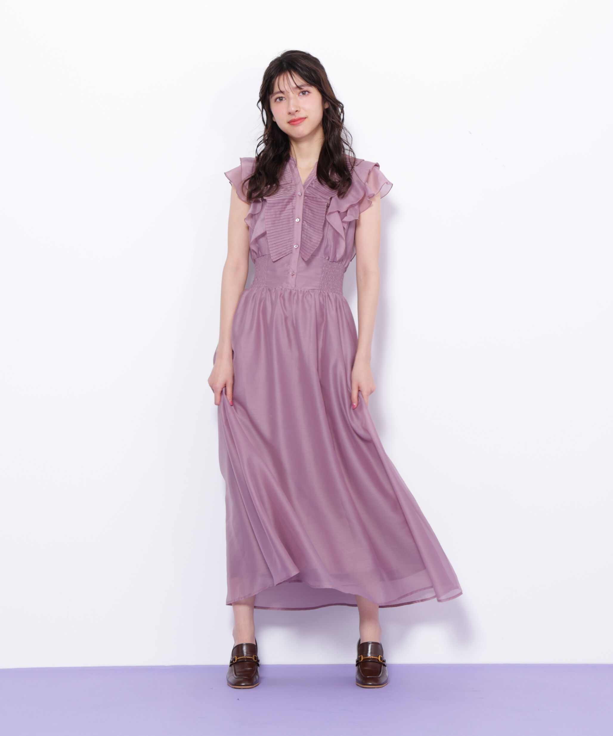  「シアープリーツフリルワンピース」|ワンピース|