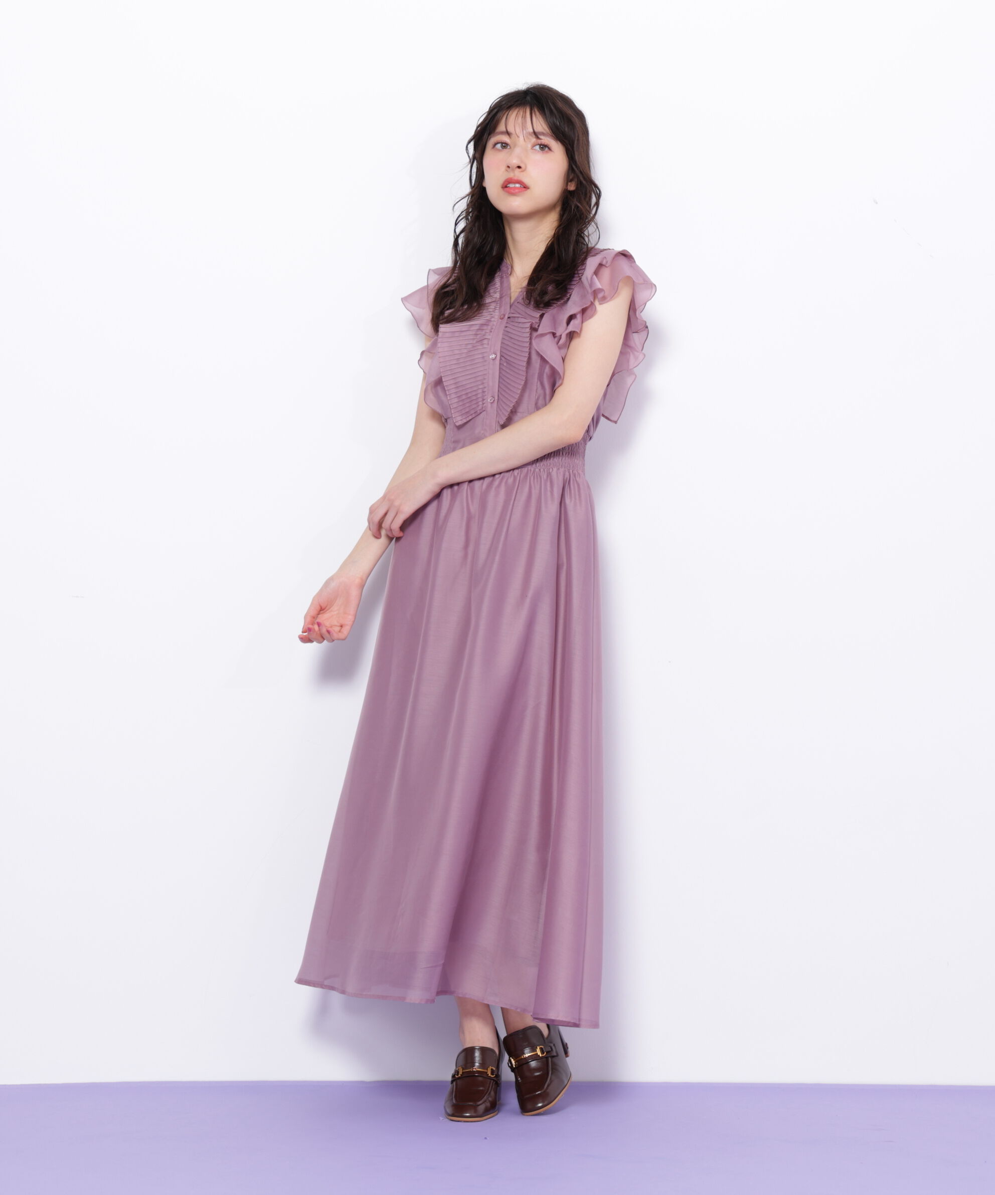  「シアープリーツフリルワンピース」|ワンピース|
