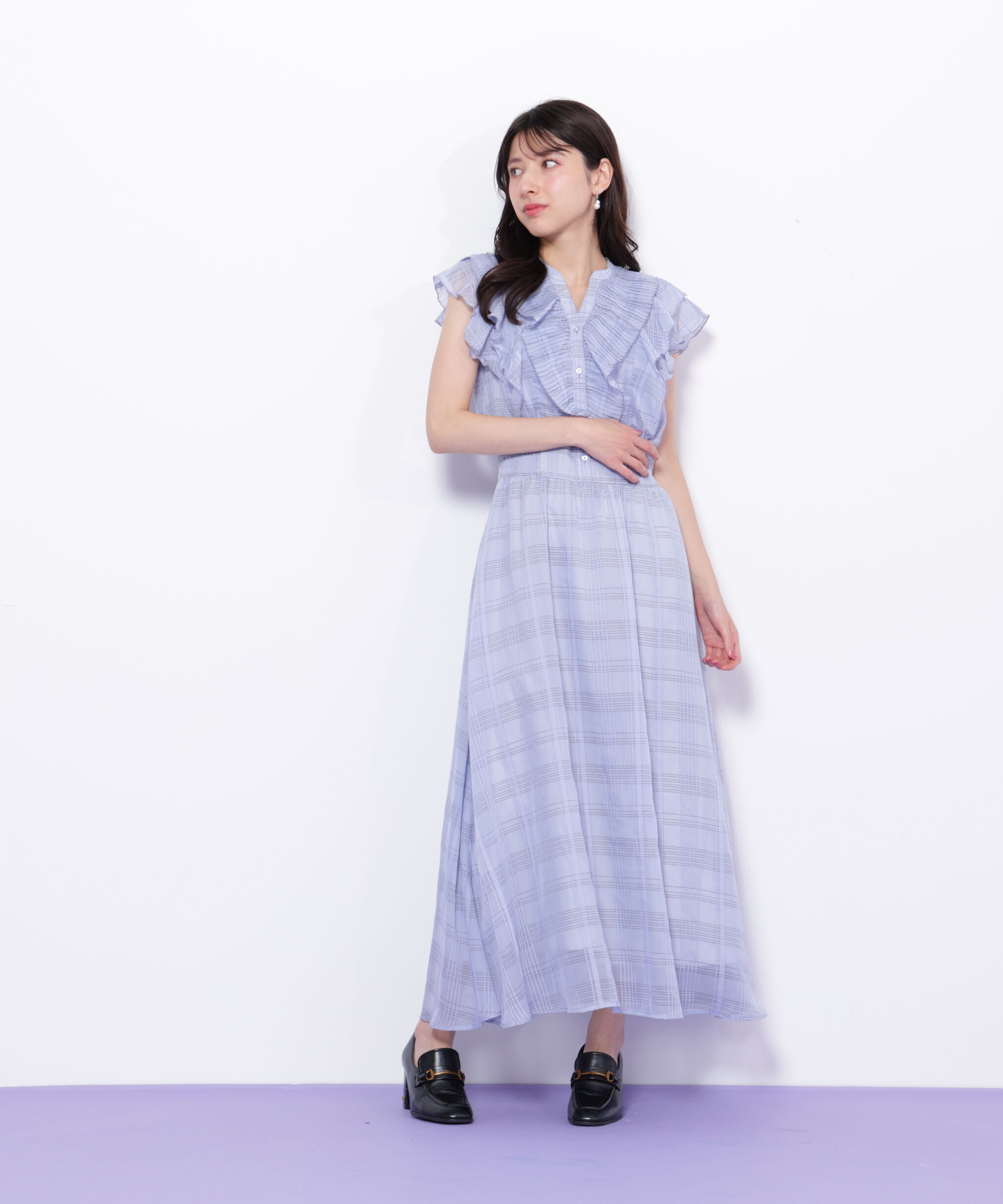  「シアープリーツフリルワンピース」|ワンピース|