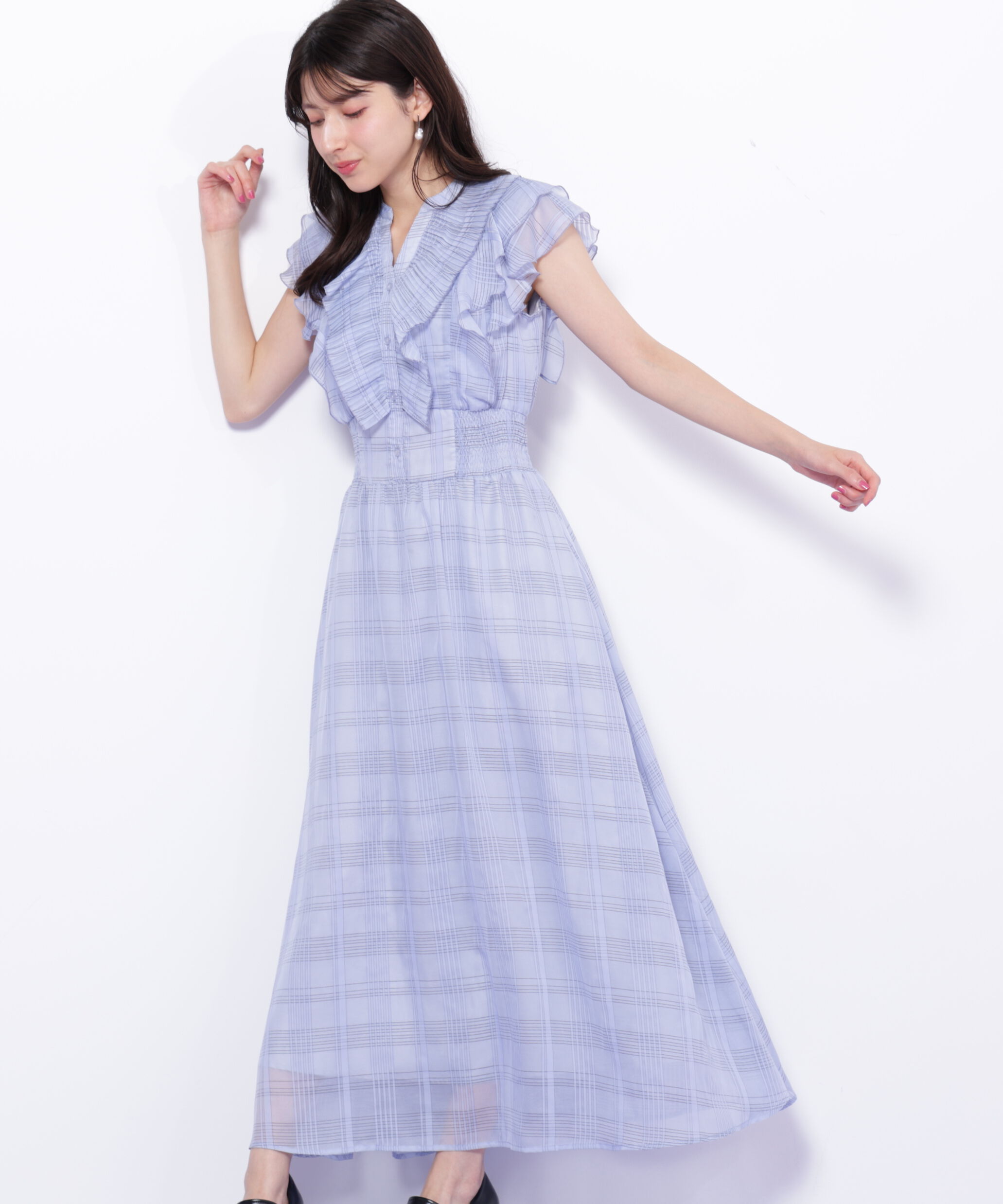  「シアープリーツフリルワンピース」|ワンピース|