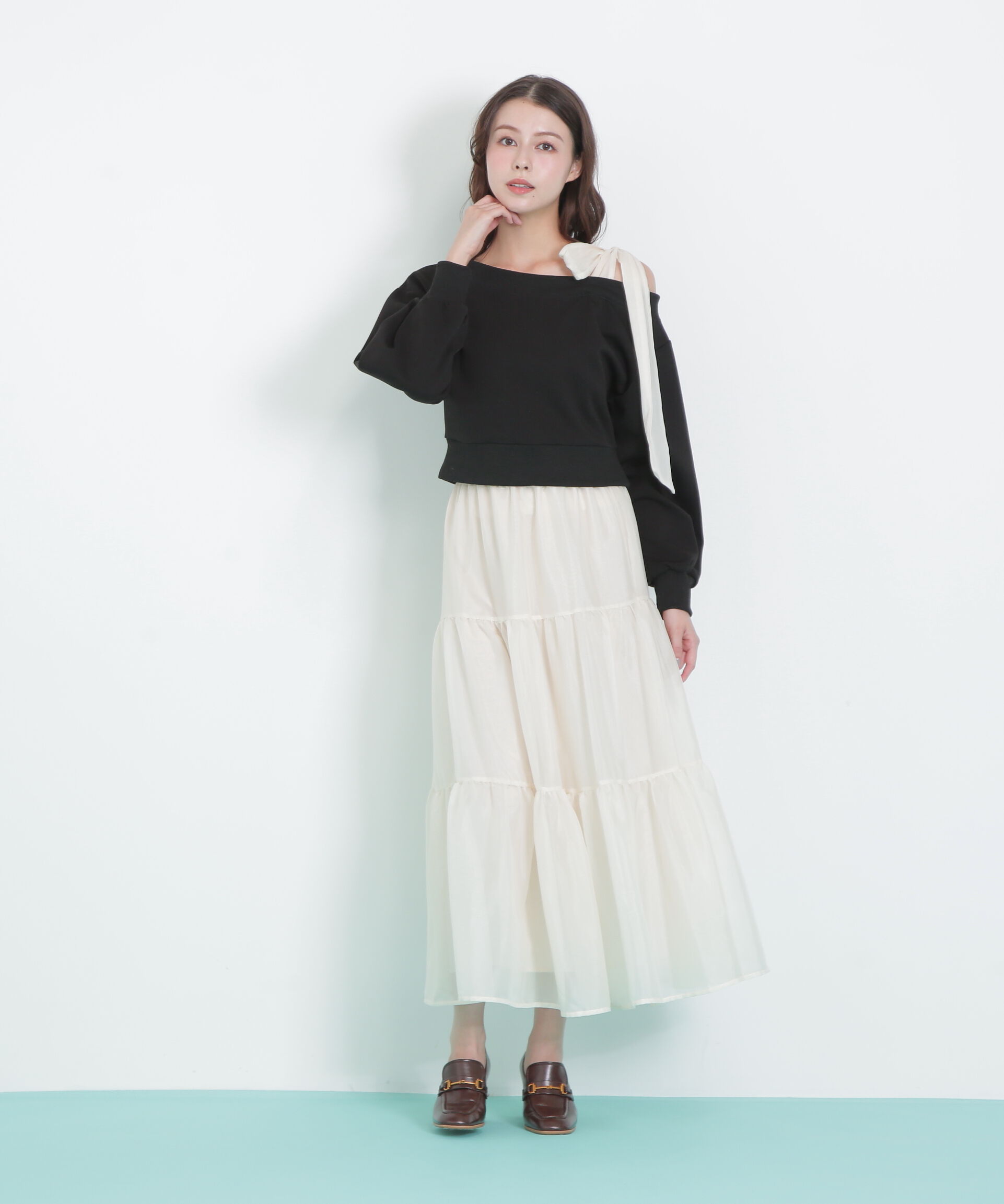  「肩リボンスウェットセットアップ」|ワンピース|