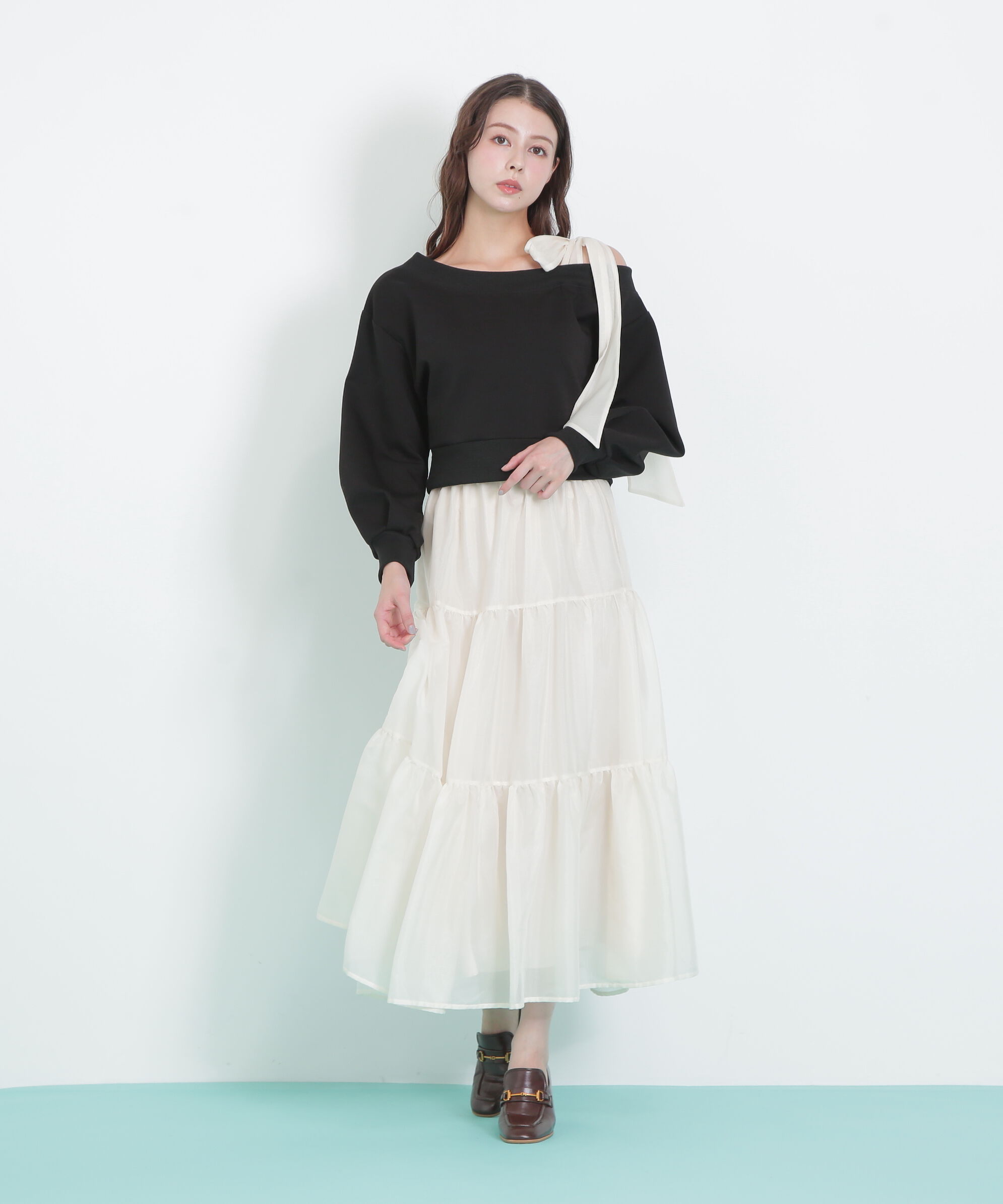  「肩リボンスウェットセットアップ」|ワンピース|