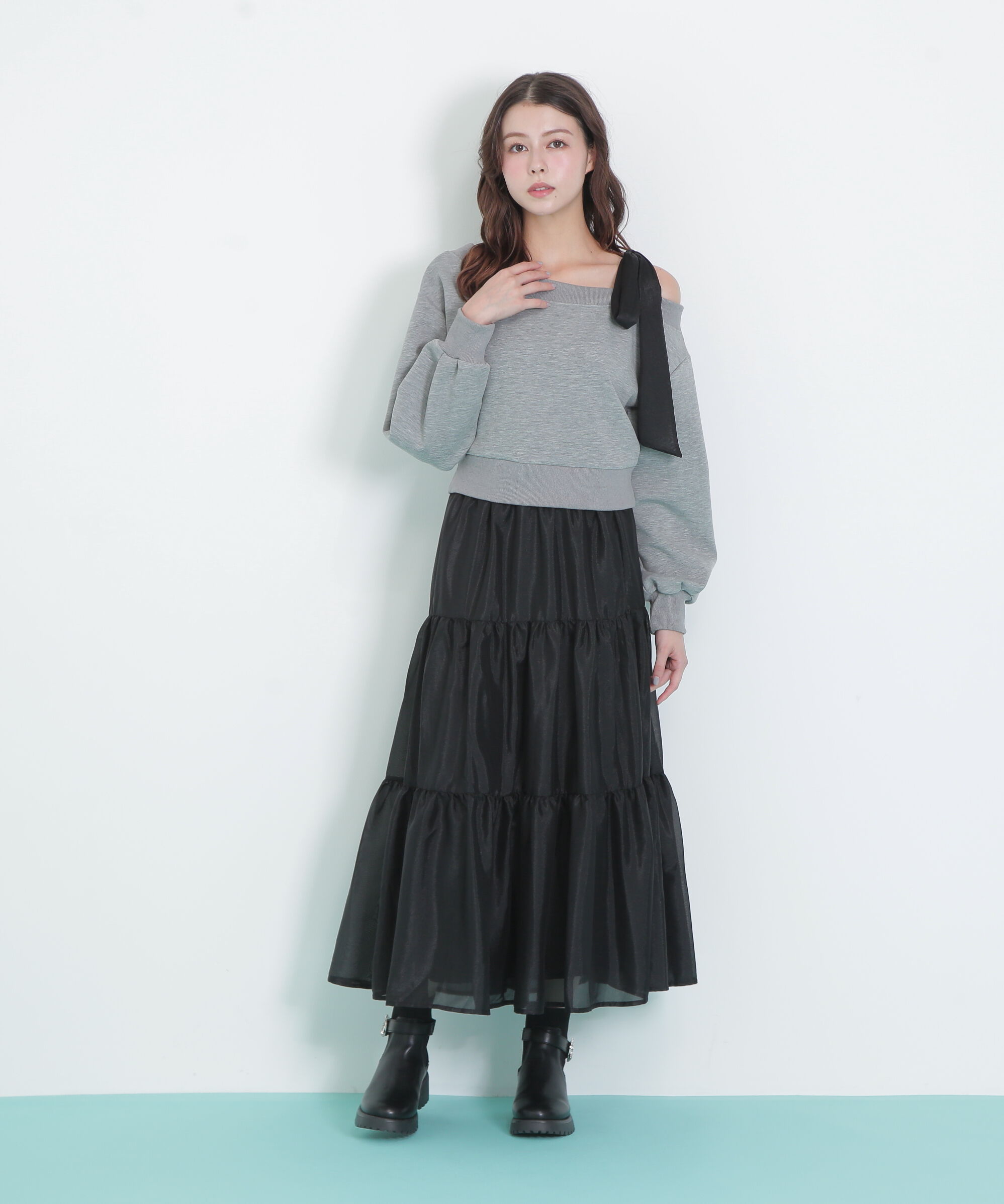  「肩リボンスウェットセットアップ」|ワンピース|