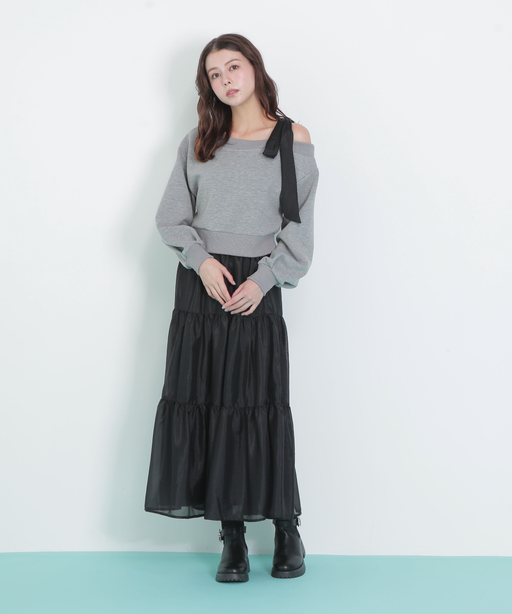  「肩リボンスウェットセットアップ」|ワンピース|