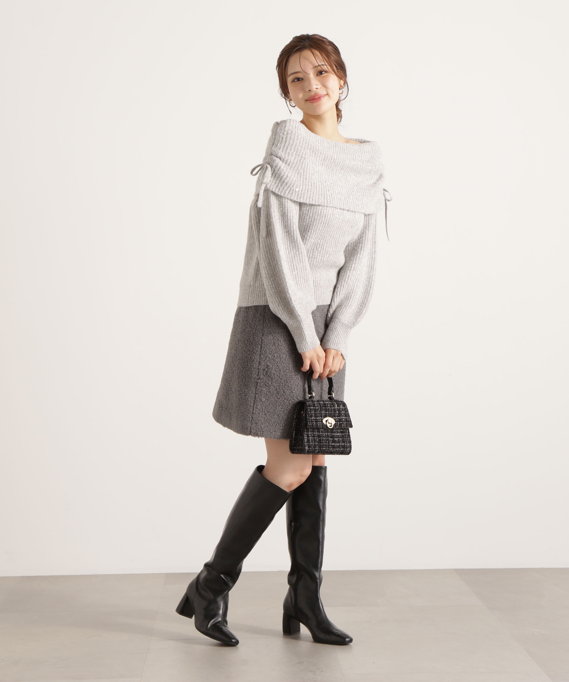 PROPORTION BODY DRESSING「シャギーミニスカート 25AW」|スカート|グレー