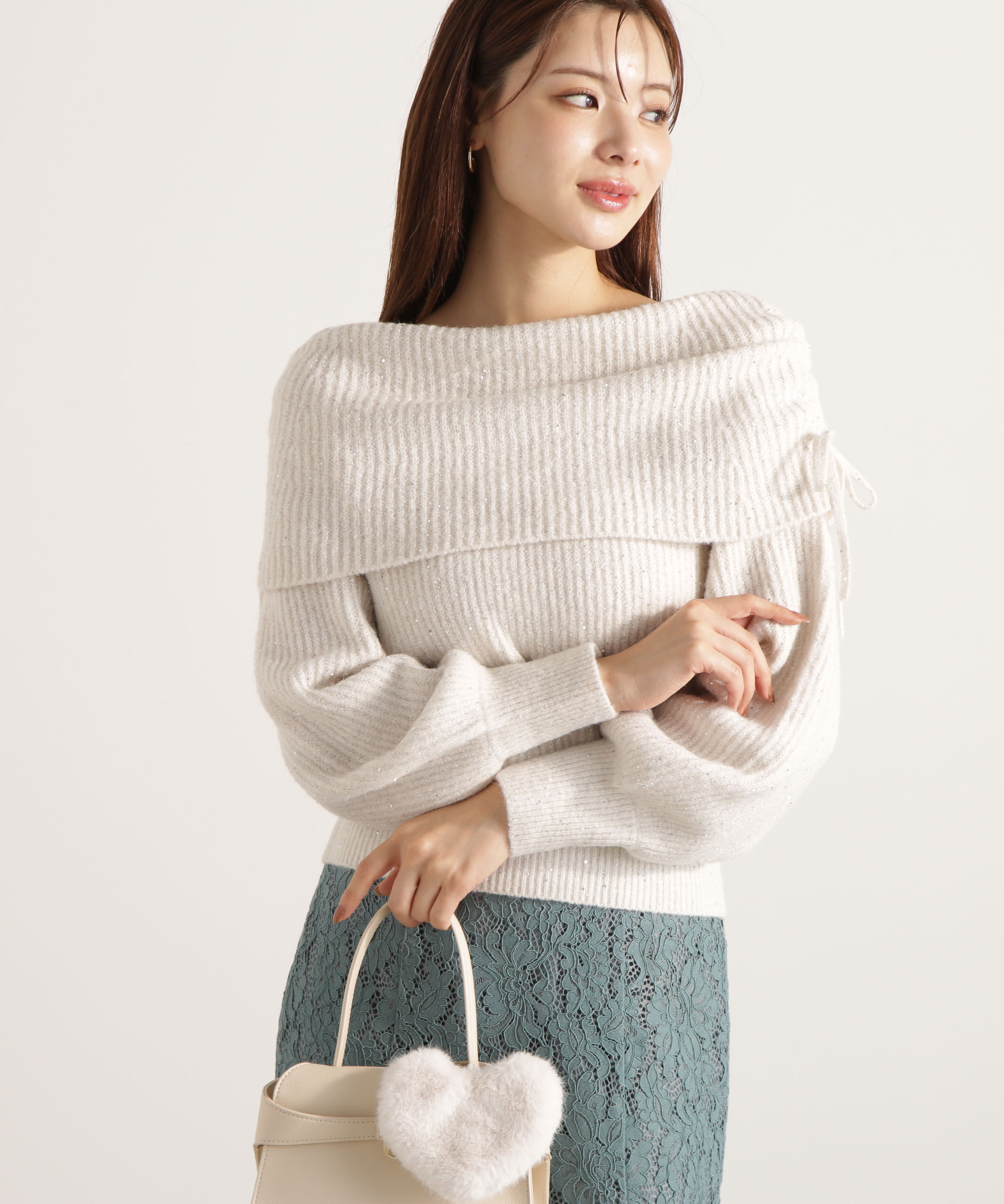 PROPORTION BODY DRESSING「リボン付きオフショルニット 25AW」|ニット・セーター|