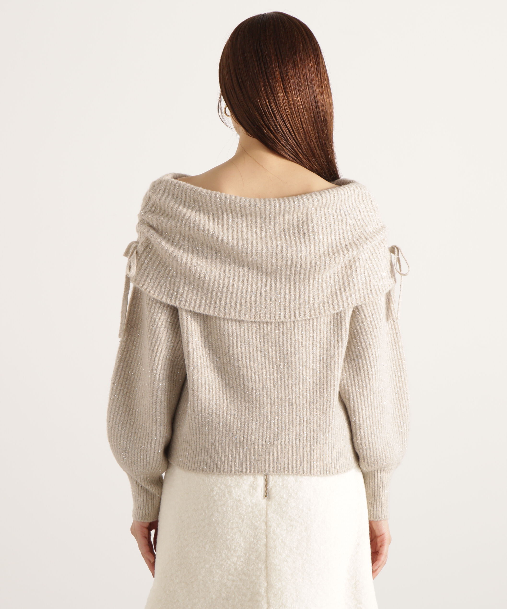 PROPORTION BODY DRESSING「リボン付きオフショルニット 25AW」|ニット・セーター|