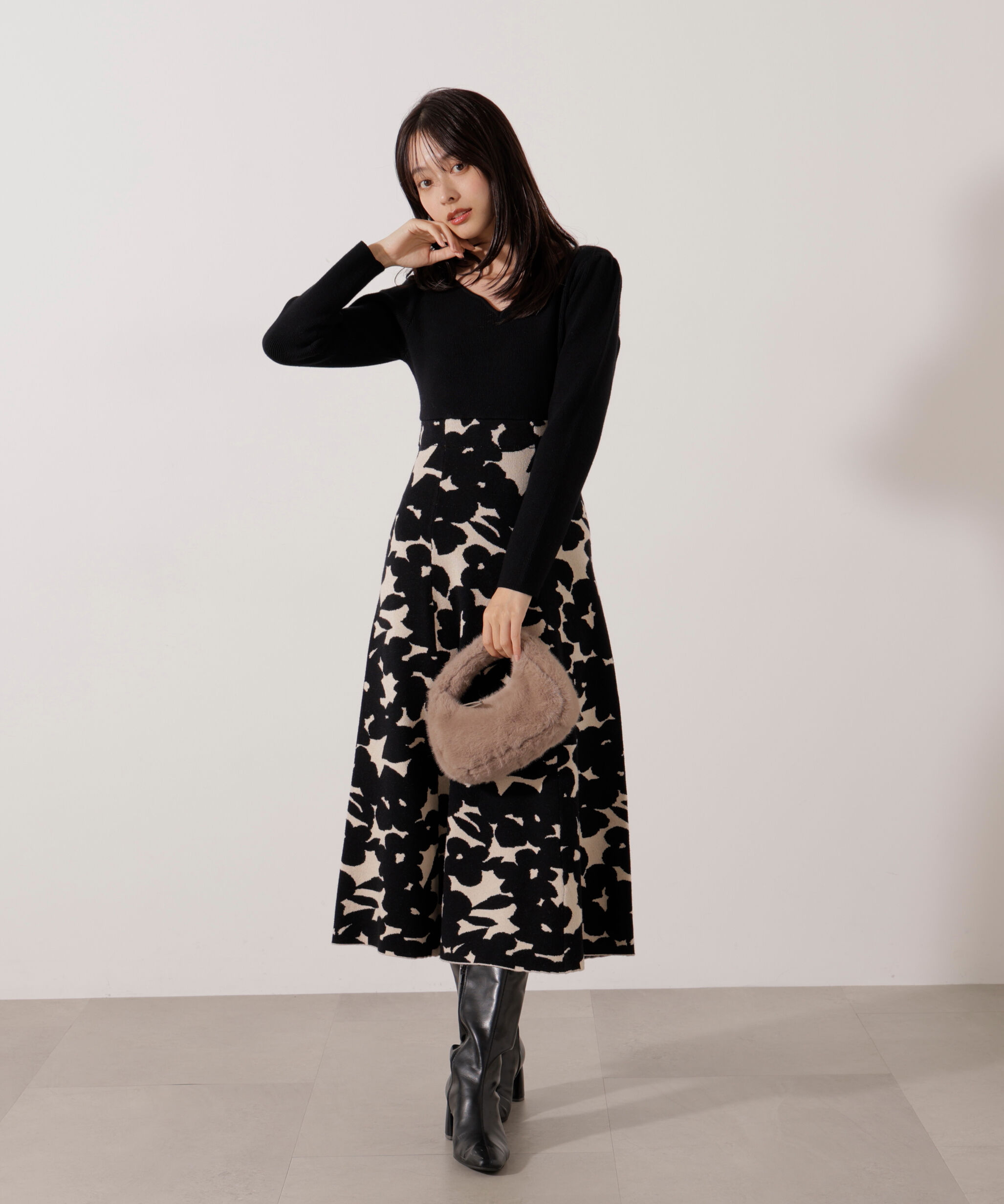 PROPORTION BODY DRESSING「ジャガードフラワーニットワンピース」|ワンピース|