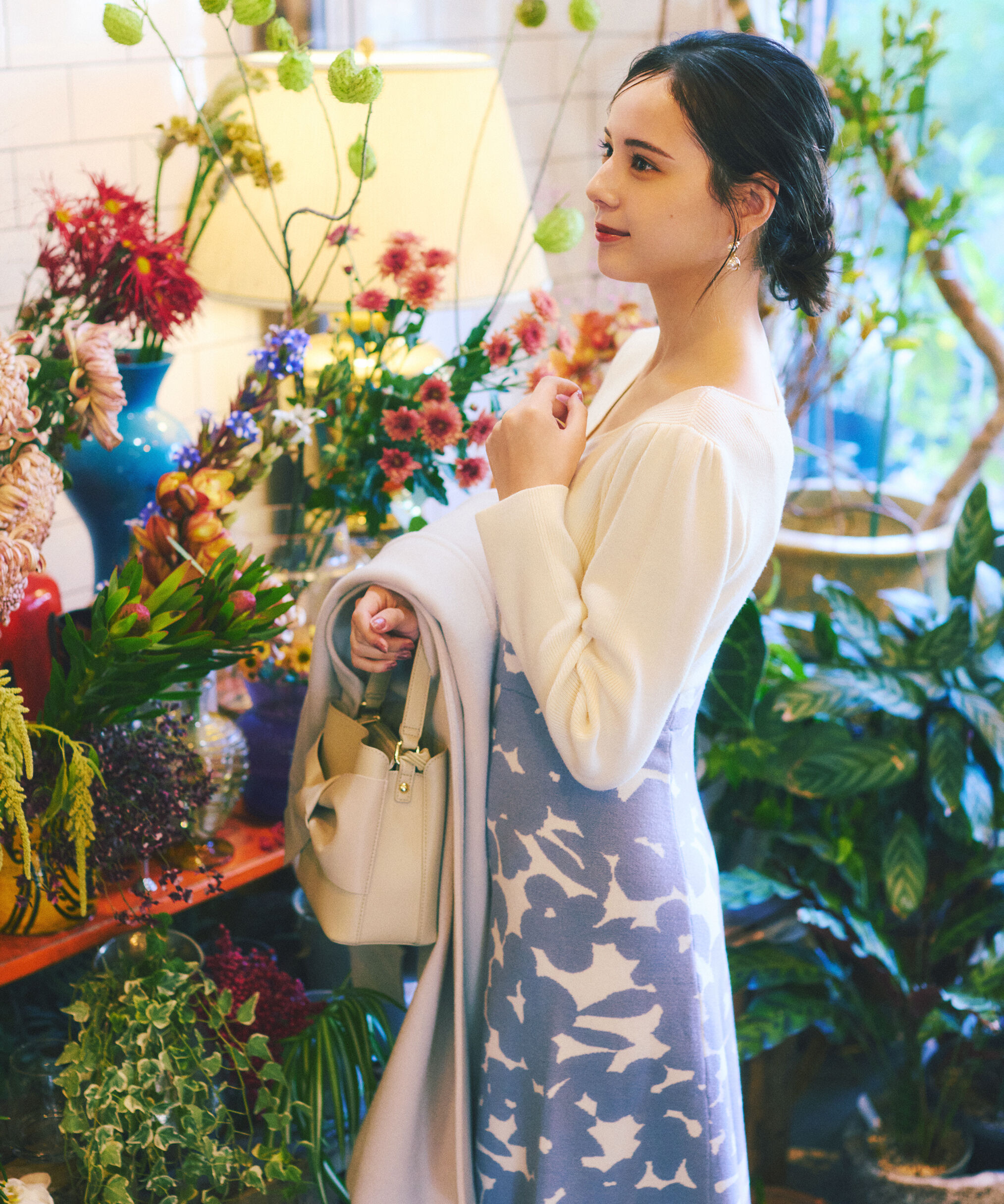 PROPORTION BODY DRESSING「ジャガードフラワーニットワンピース」|ワンピース|ブルー&times;ホワイ