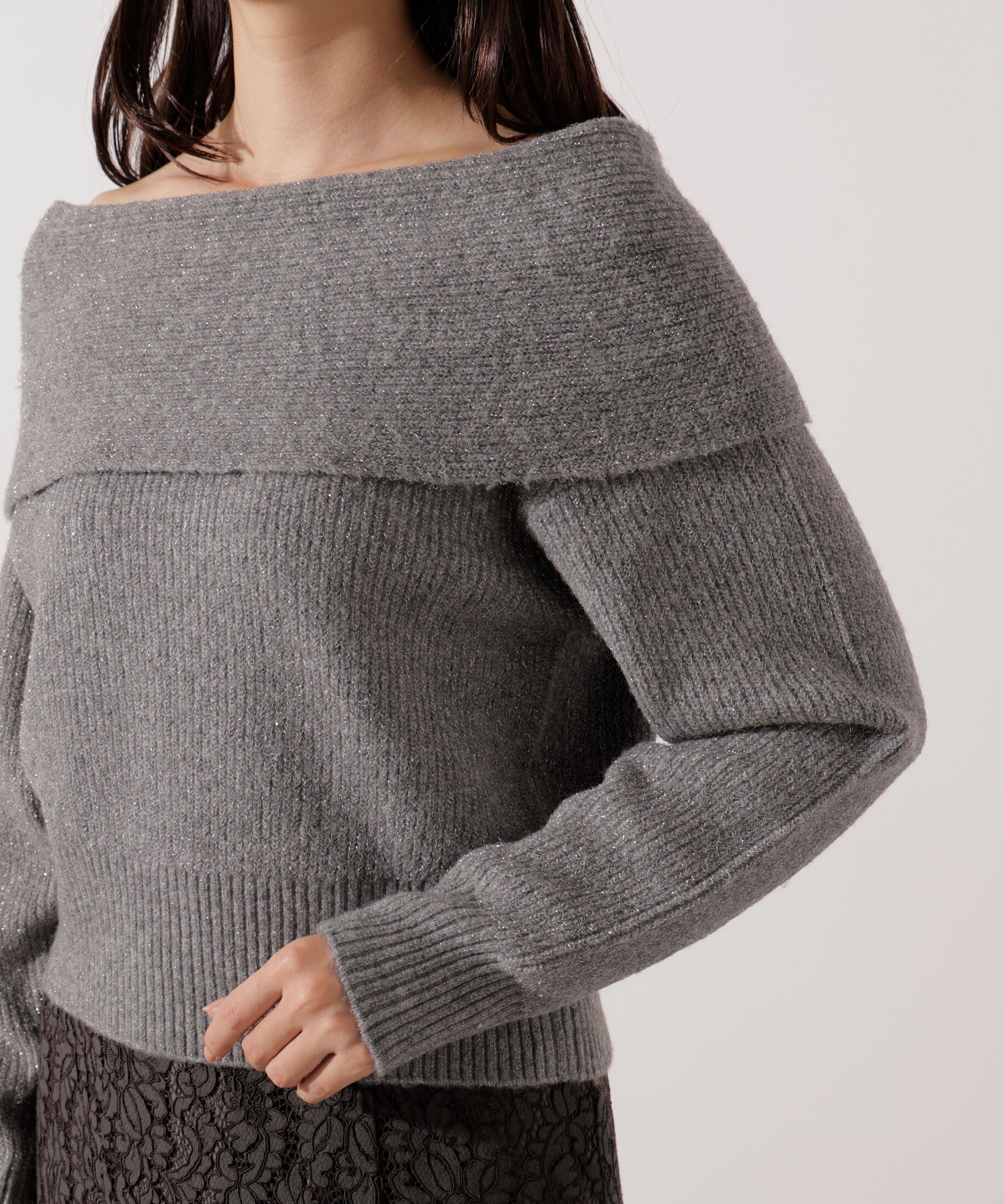 PROPORTION BODY DRESSING「ラメ入りオフショルニット」|ニット・セーター|