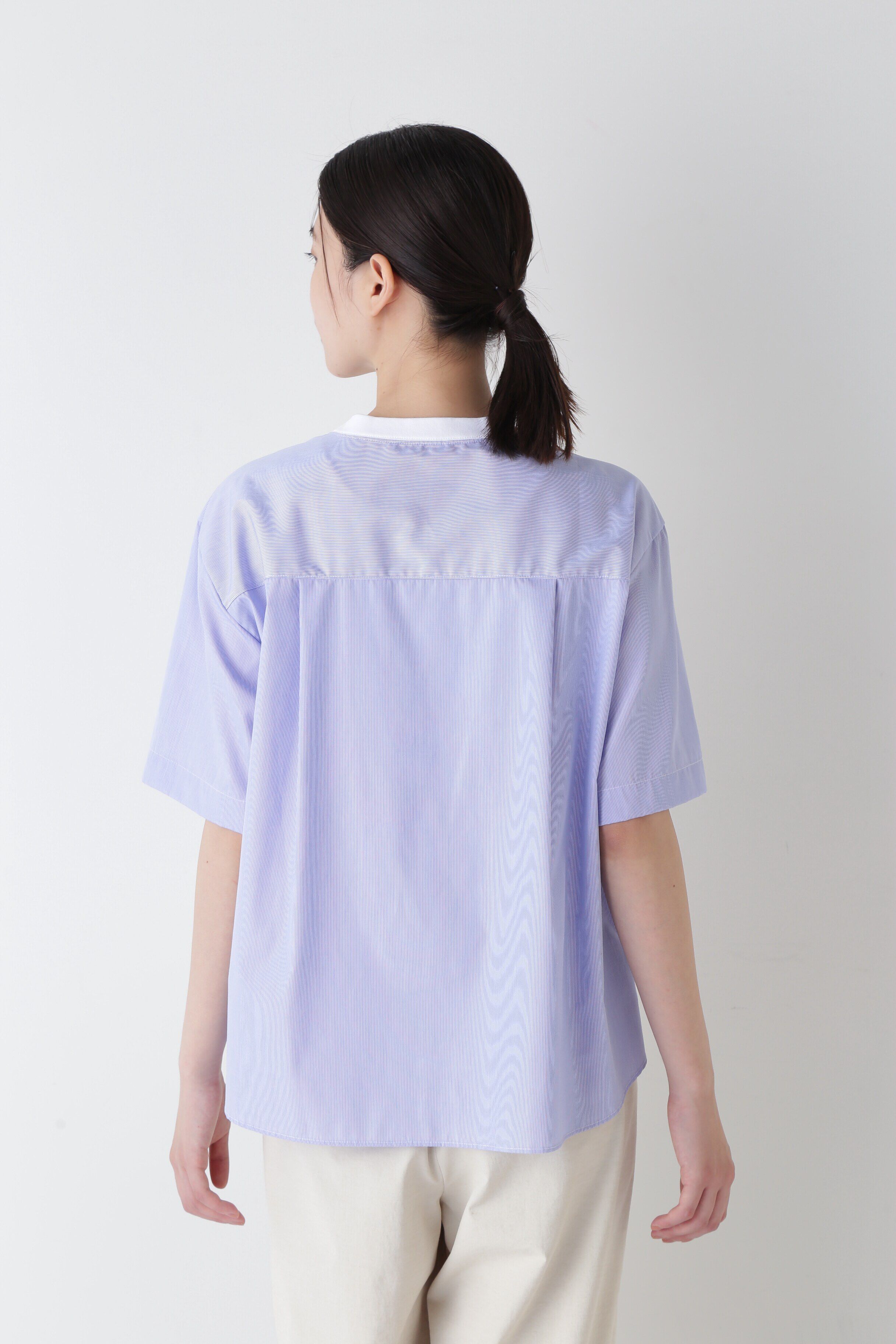  「◆ストライプ布帛コンビＴシャツ」|Tシャツ・カットソー|