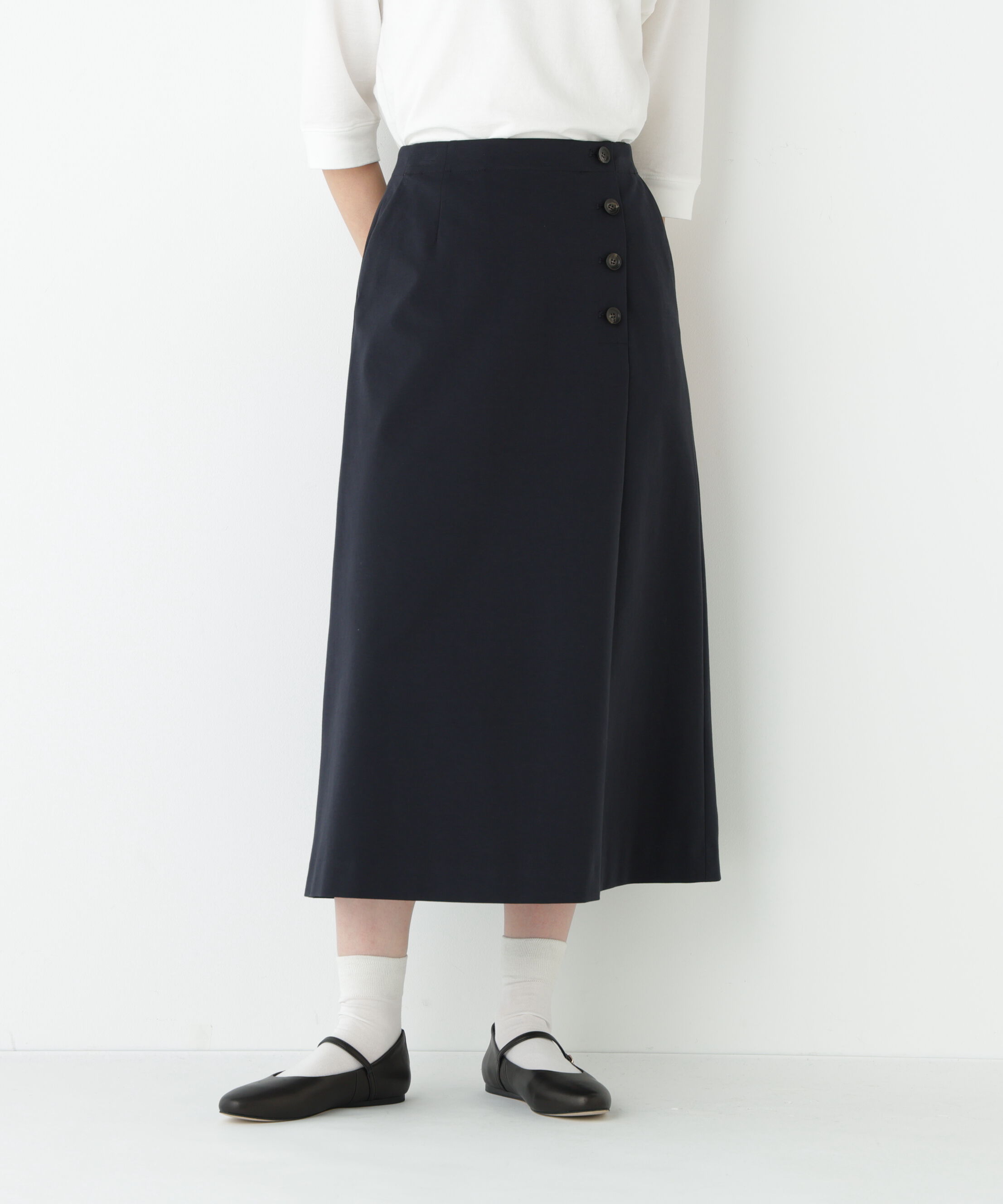  「◆ストレッチポンチＡラインスカート」|スカート|ネイビー