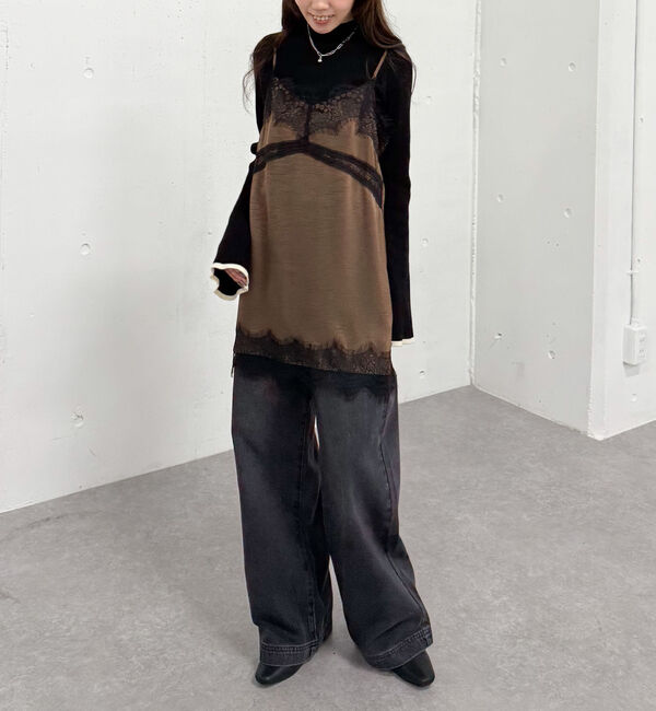 archives「トリムレースミニキャミワンピース」|チュニック|BROWN