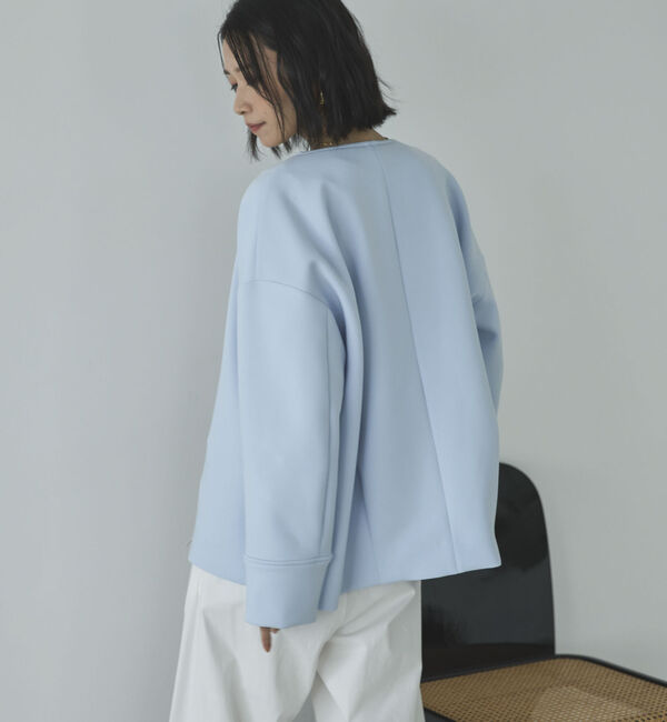 Doux archives「ボンディングノーカラーＺＩＰブルゾン」|テーラードジャケット|