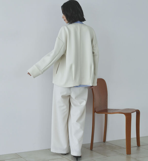 Doux archives「ボンディングノーカラーＺＩＰブルゾン」|テーラードジャケット|