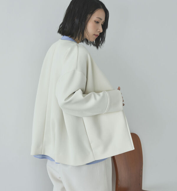 Doux archives「ボンディングノーカラーＺＩＰブルゾン」|テーラードジャケット|