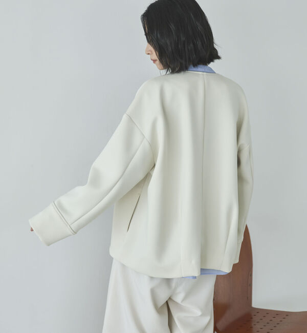 Doux archives「ボンディングノーカラーＺＩＰブルゾン」|テーラードジャケット|