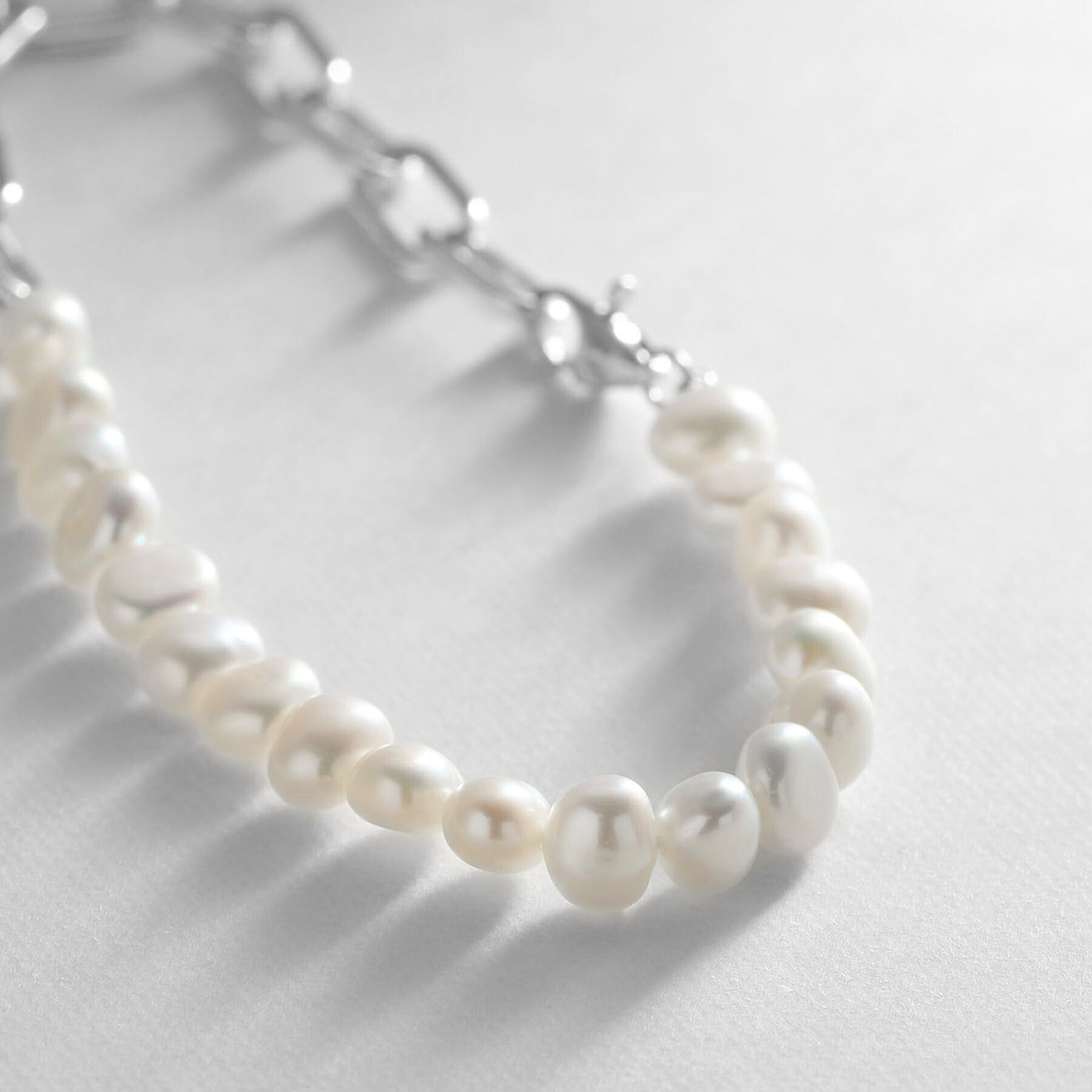 COCOSHNIK ONKITSCH「シルバー バロックパール チェーンミックス ブレスレットＳ」|ブレスレット・バングル|