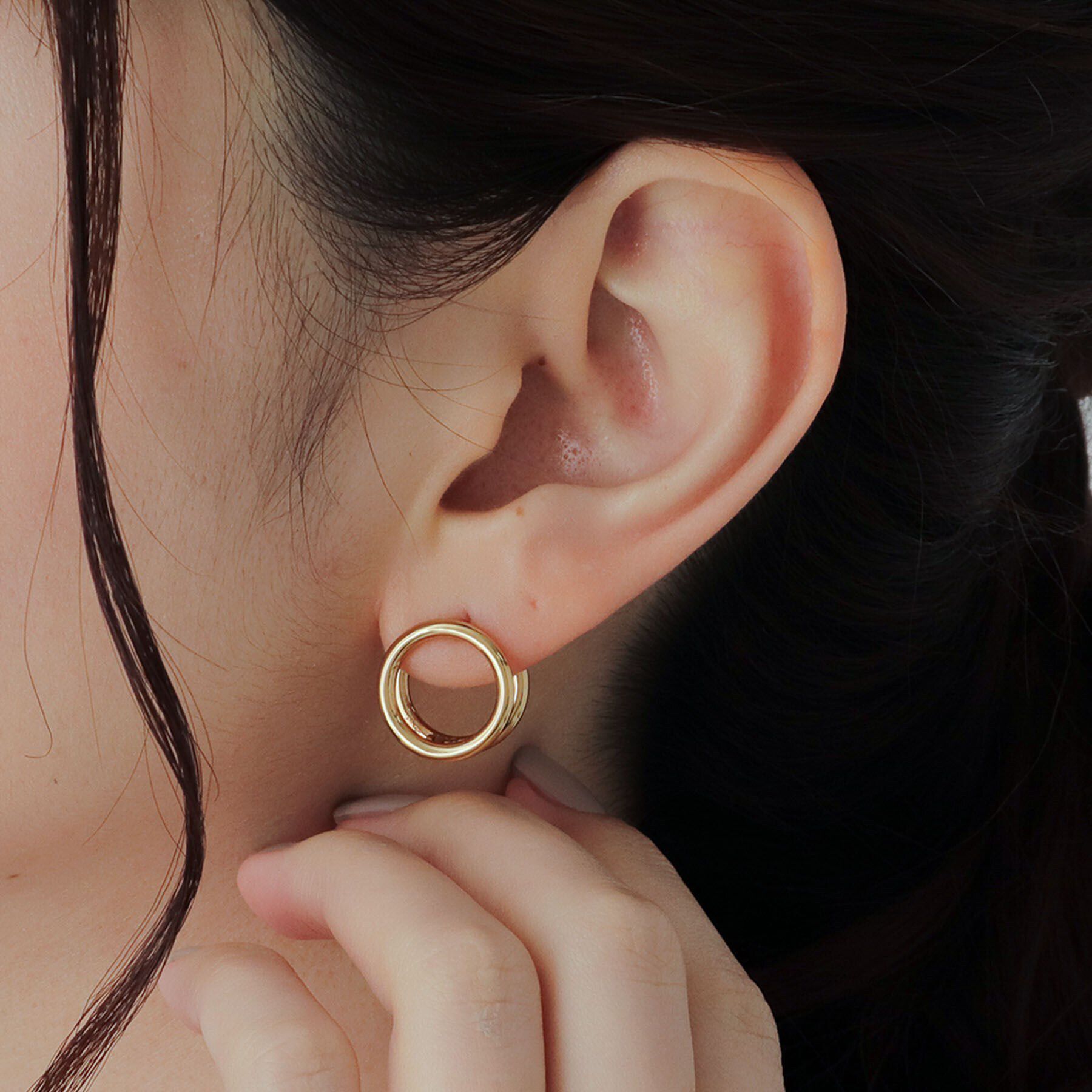 COCOSHNIK ONKITSCH「シルバー ダブルサークル　イヤリング GP」|イヤリング|