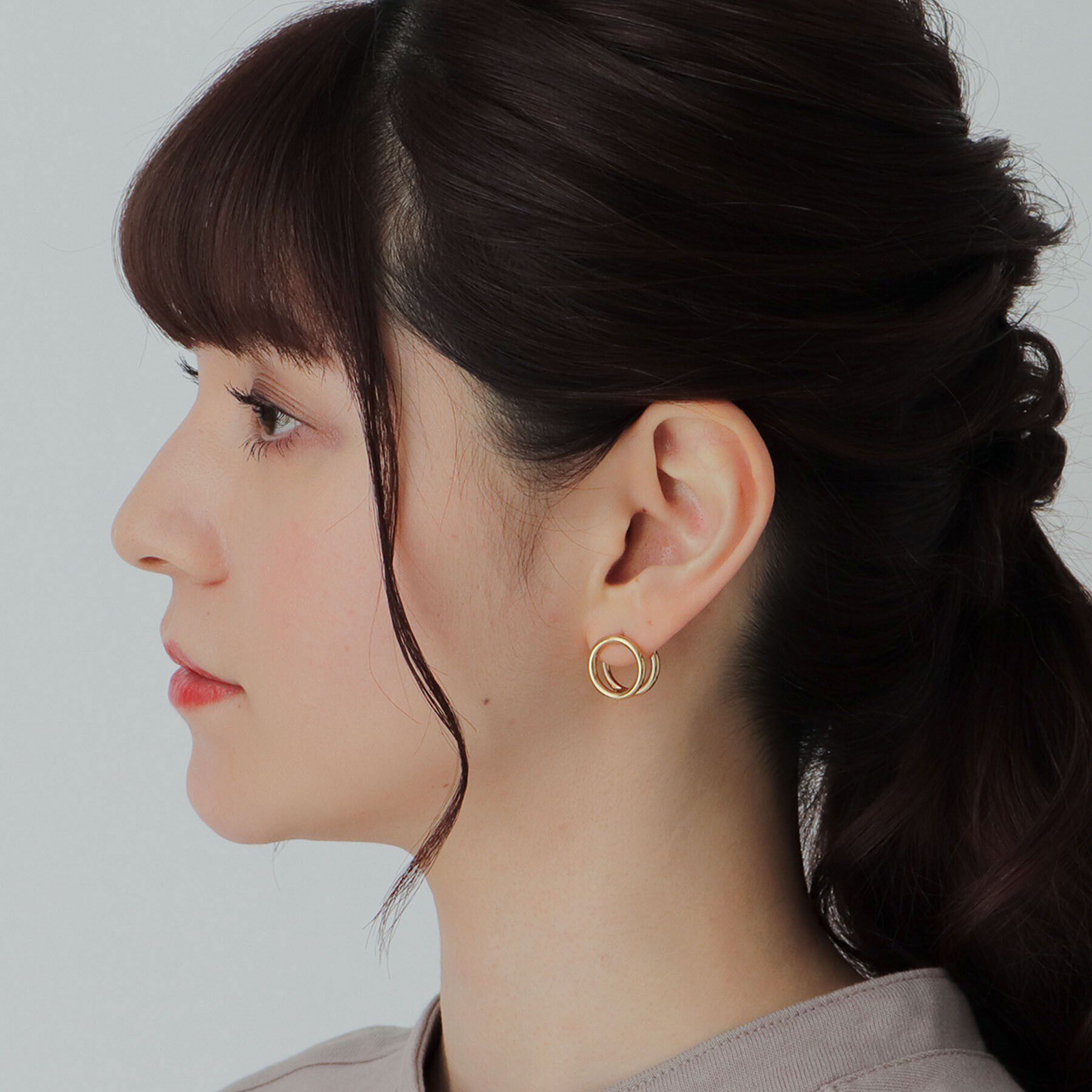 COCOSHNIK ONKITSCH「シルバー ダブルサークル　イヤリング GP」|イヤリング|