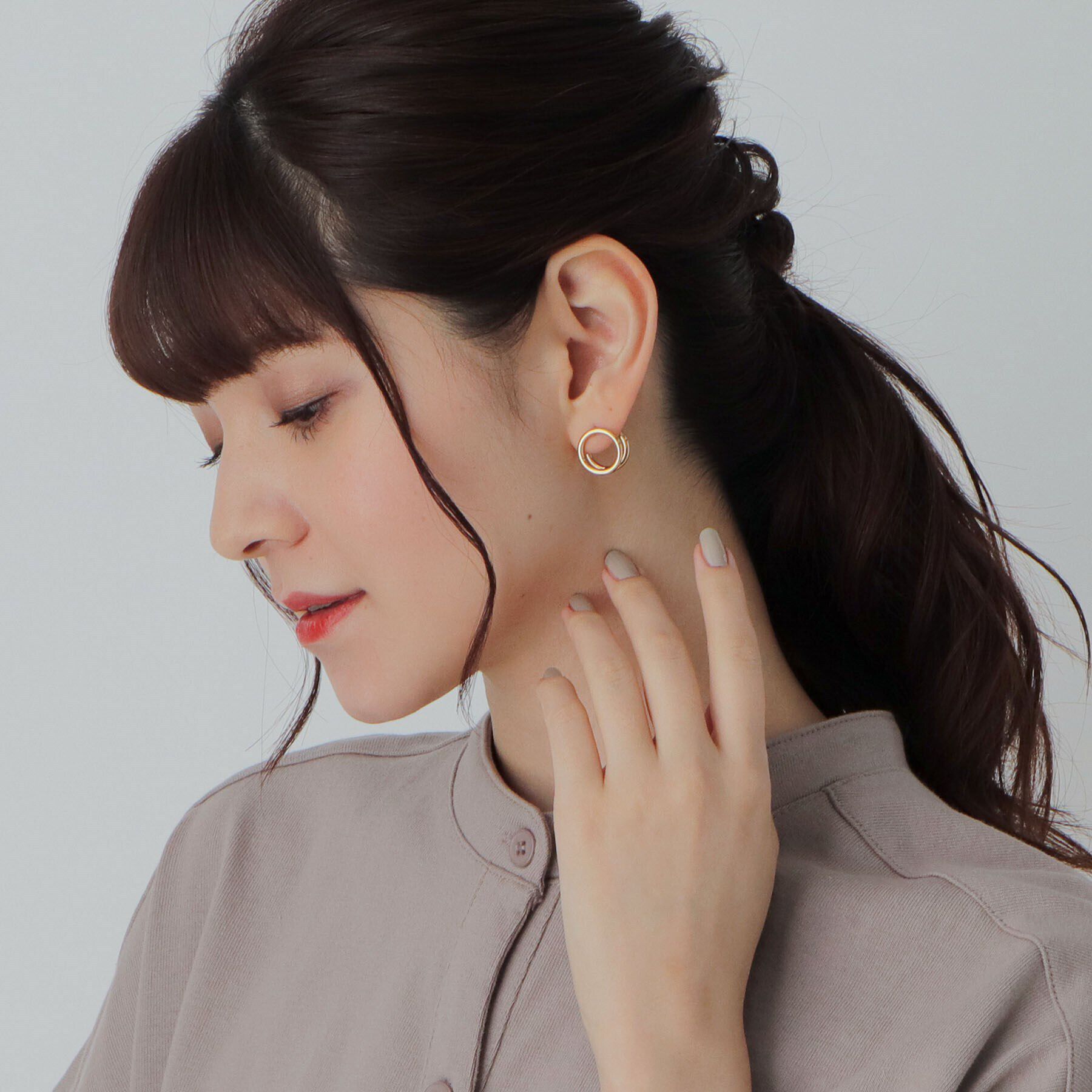 COCOSHNIK ONKITSCH「シルバー ダブルサークル　イヤリング GP」|イヤリング|