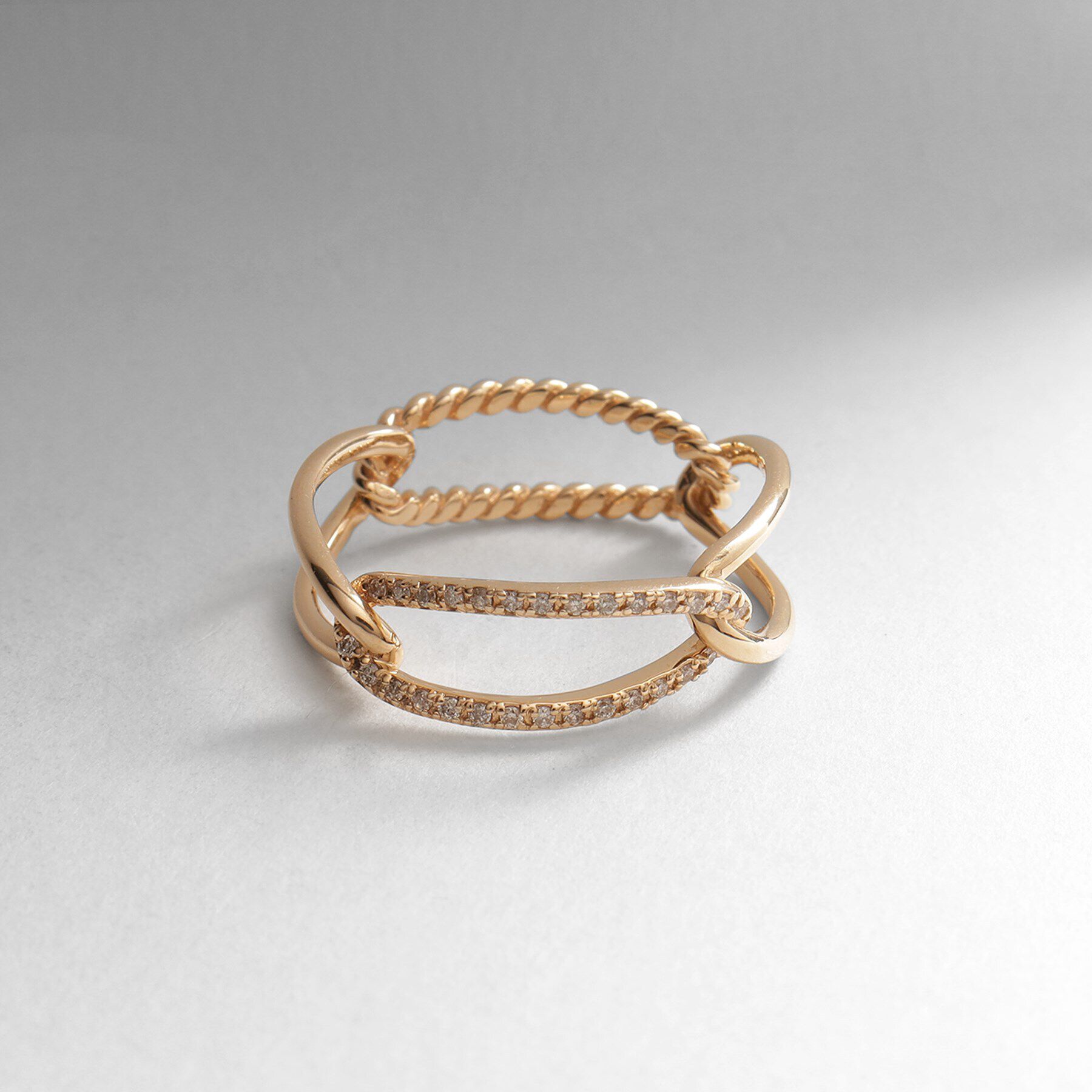 COCOSHNIK「K10ダイヤモンド ロープPCチェーン リング」|リング|