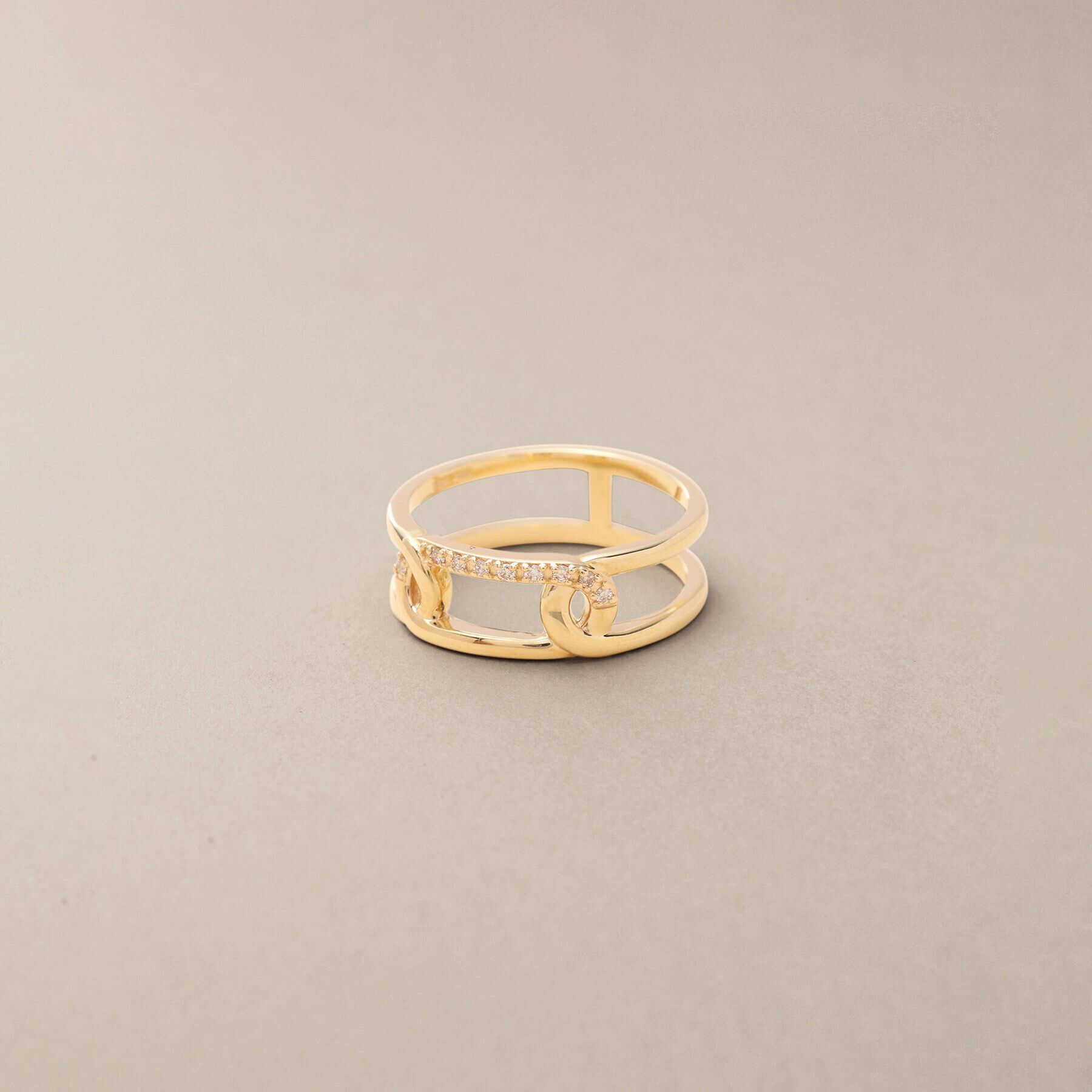 COCOSHNIK「K10ダイヤモンド ケーブルチェーンモチーフアシンメ リング」|リング|