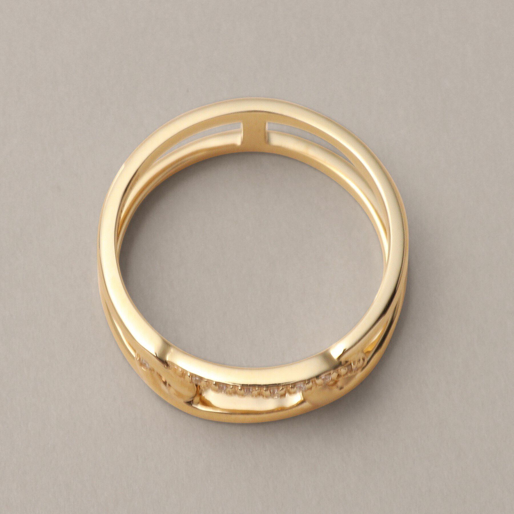 COCOSHNIK「K10ダイヤモンド ケーブルチェーンモチーフアシンメ リング」|リング|