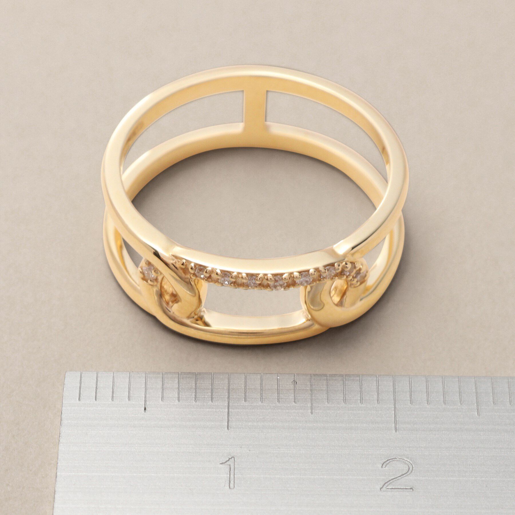 COCOSHNIK「K10ダイヤモンド ケーブルチェーンモチーフアシンメ リング」|リング|