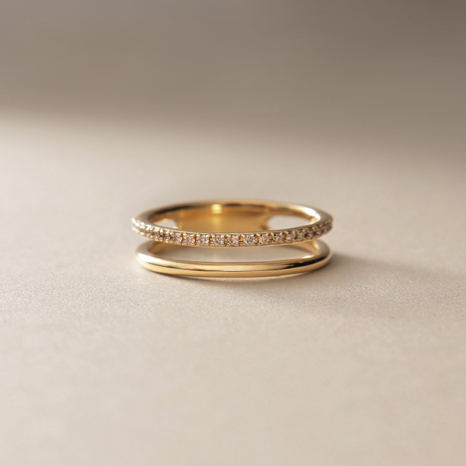 COCOSHNIK「K18ダイヤモンド スリット リング」|リング|