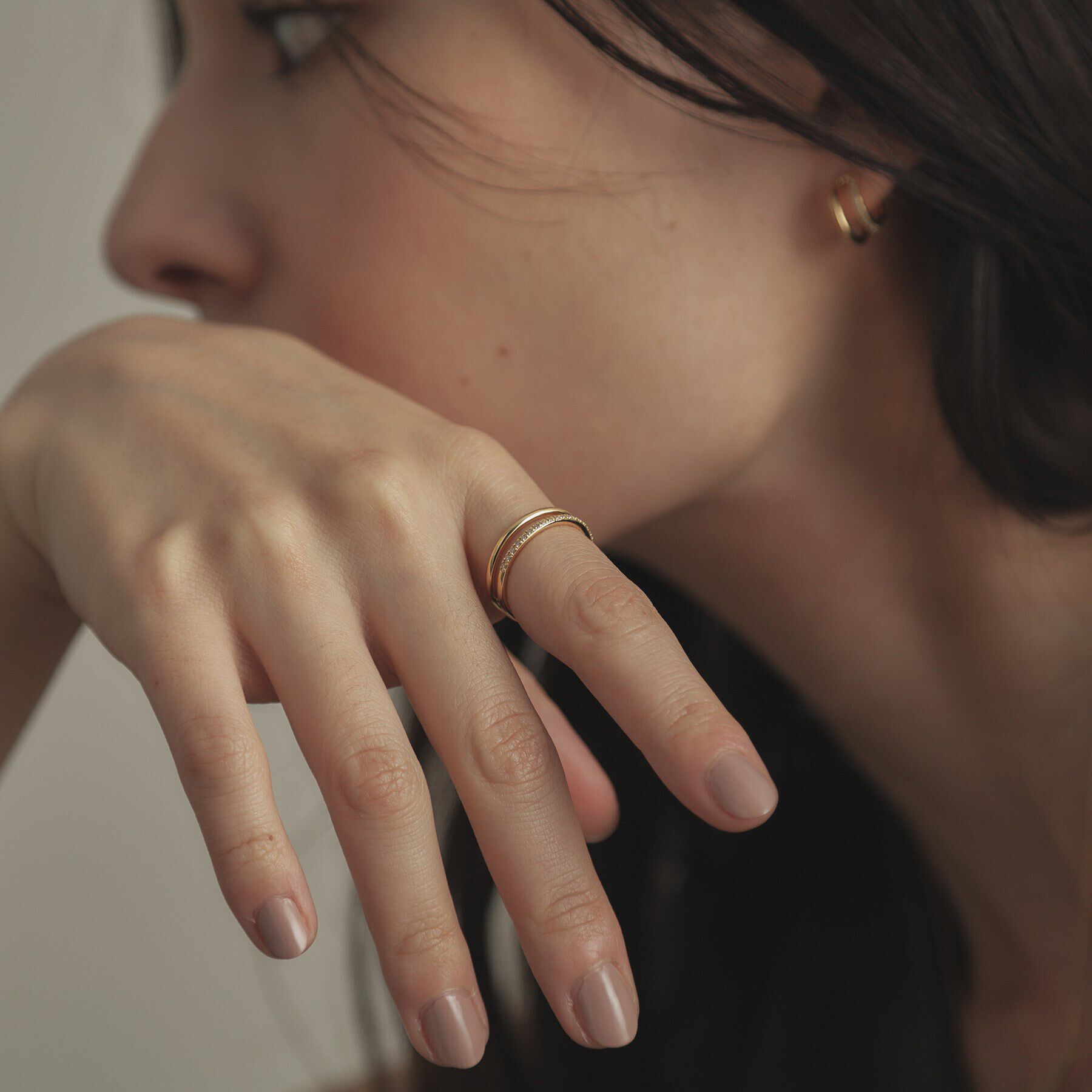 COCOSHNIK「K18ダイヤモンド スリット リング」|リング|