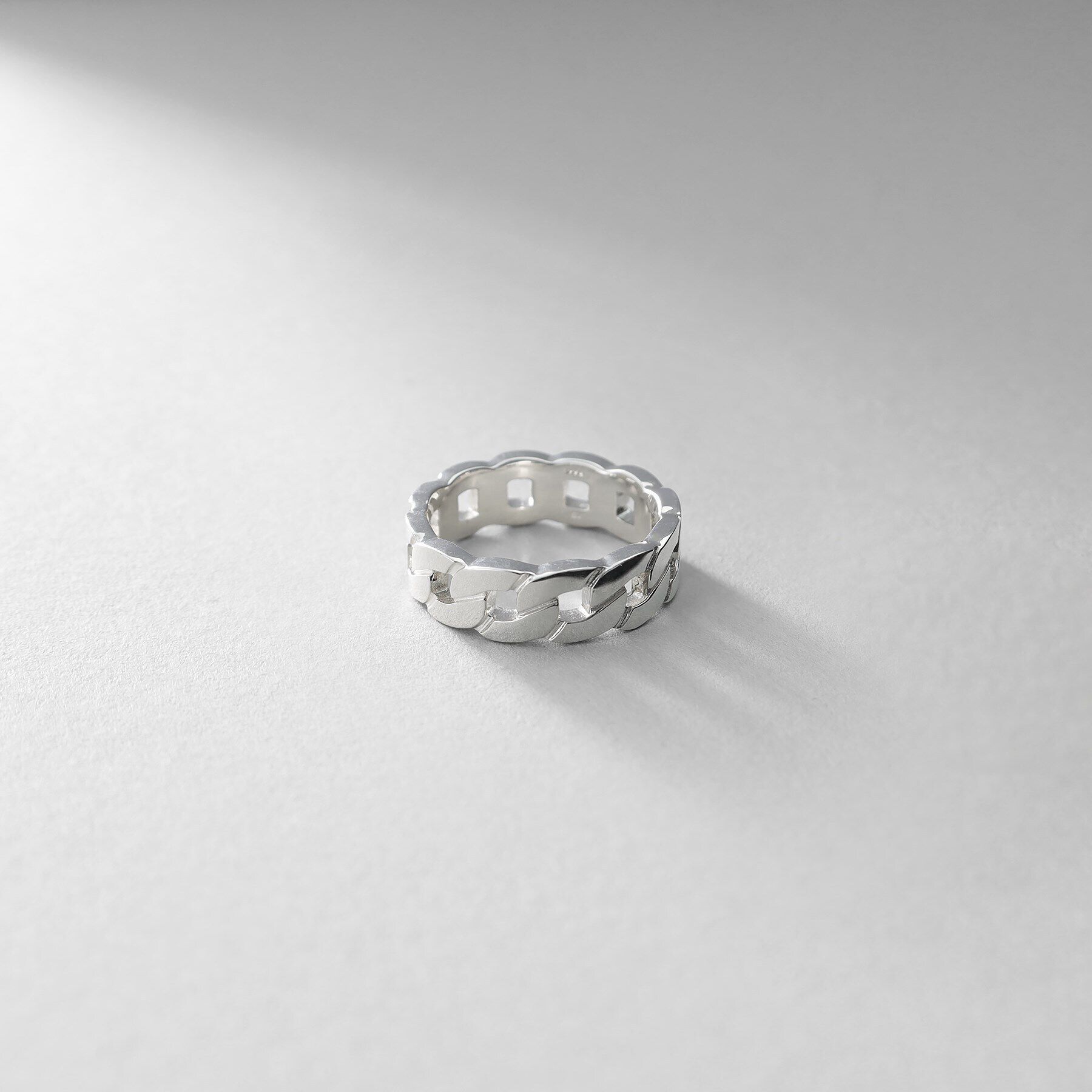 COCOSHNIK ONKITSCH「シルバー フラットカーブチェーンモチーフリング」|リング|