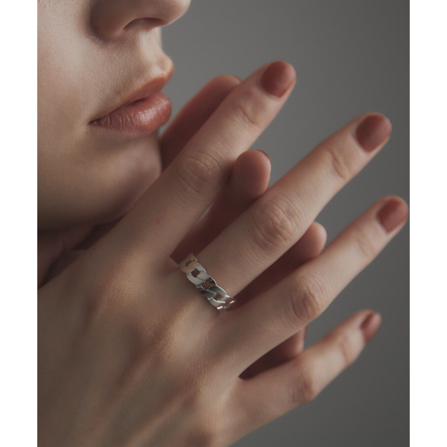 COCOSHNIK ONKITSCH「シルバー フラットカーブチェーンモチーフリング」|リング|