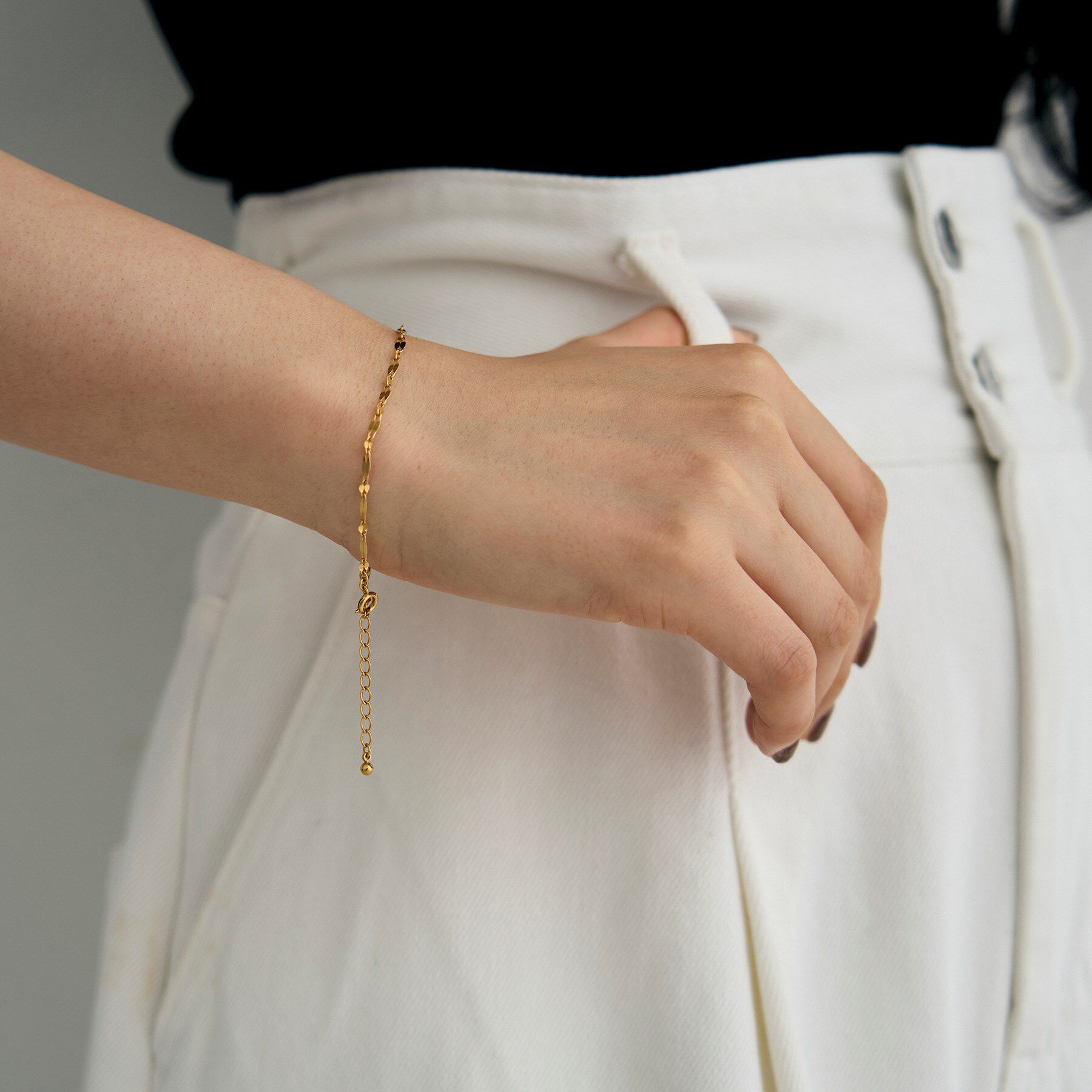 COCOSHNIK ONKITSCH「シルバー デザインチェーン デュアルペタルブレスレット GP」|ブレスレット・バングル|